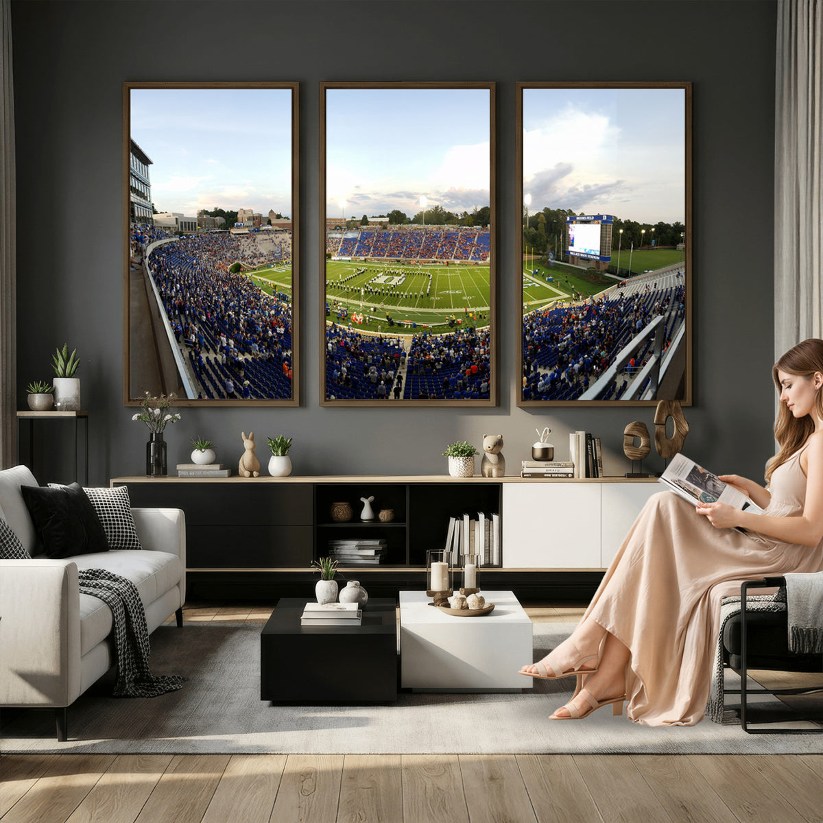 44850-MGV-CV-36X24 - The Duke University Blue Devils Football Team Print, Durham