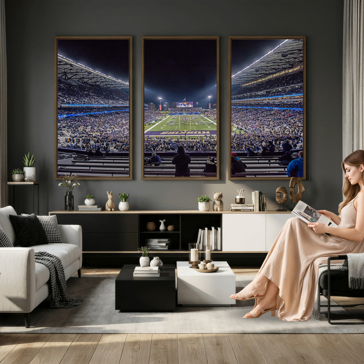 85780-MGV-CV-36X24 - The University of Washington Huskies Football Team Print, Extra Large Game Room Wall Decor
