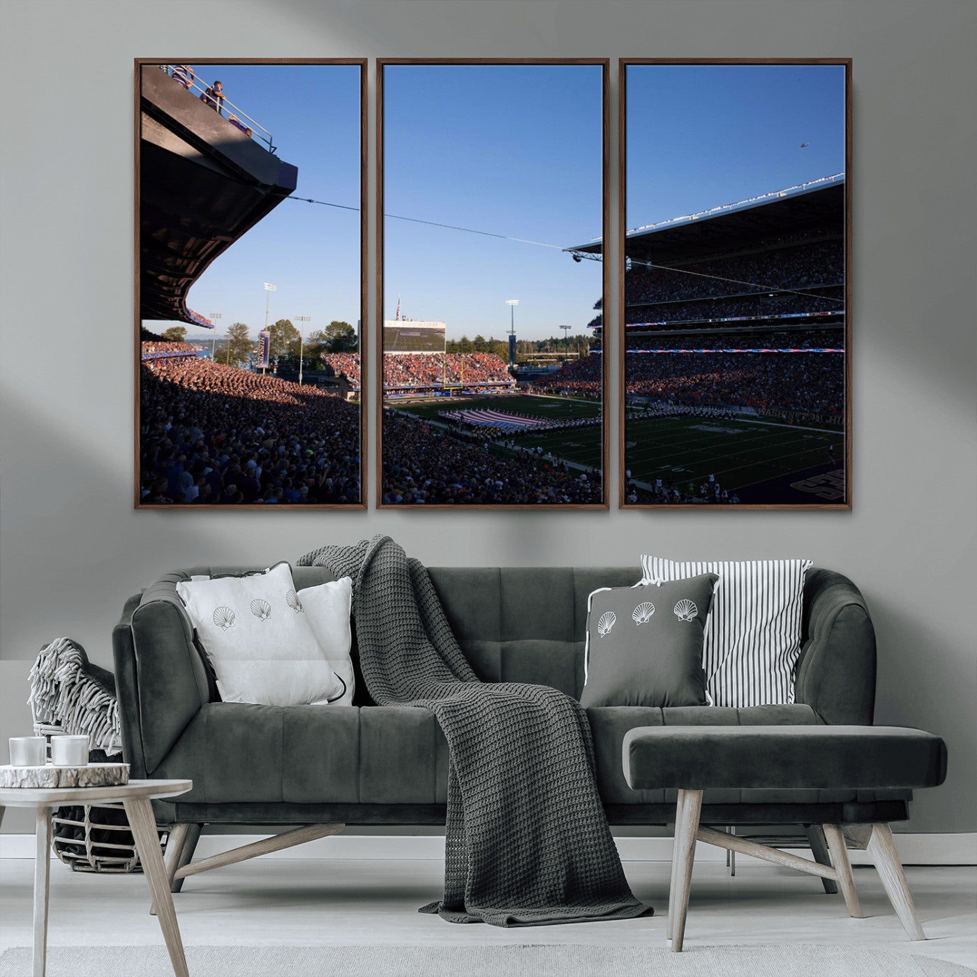 MGV-FC-48X32-3P - The University of Washington Huskies Football Team Print - Seattle Husky Stadium Wall Art Canvas