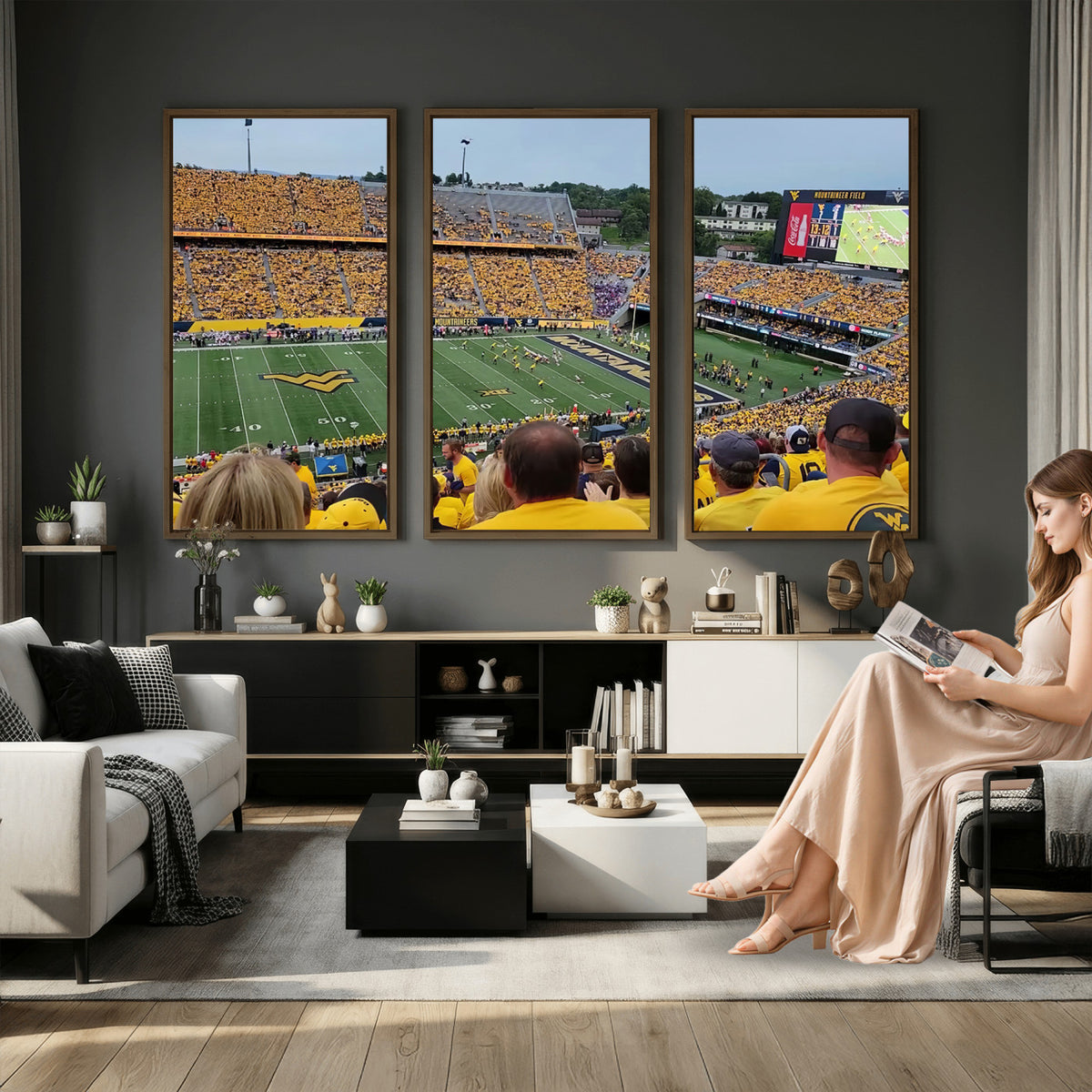 18056-MGV-CV-36X24 - Puskar Stadium Canvas Print Wall Art, Morgantown Print