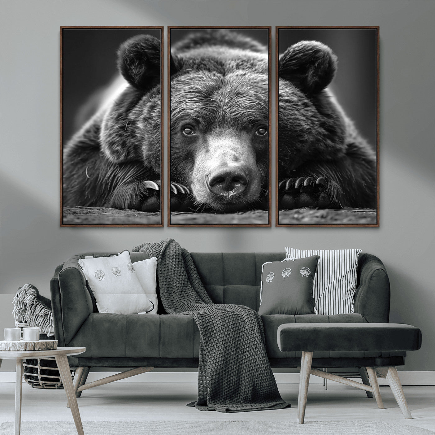 MGV-FC-48X32-3P - Resting Grizzly 399 Bear Canvas Print | Ready to Hang Wall Art | Rustic Cabin & Farmhouse Decor |