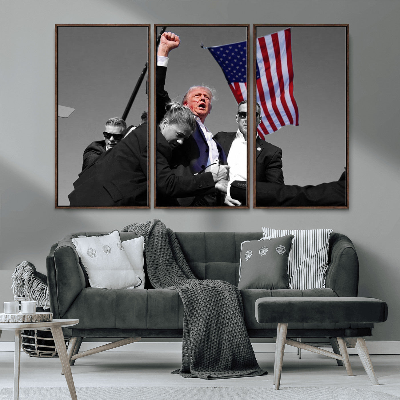 MGV-FC-48X32-3P - Donald Trump Assassination Attempt Wall Art Print, Trump Historic Footage - Iconic Reaction by Trump