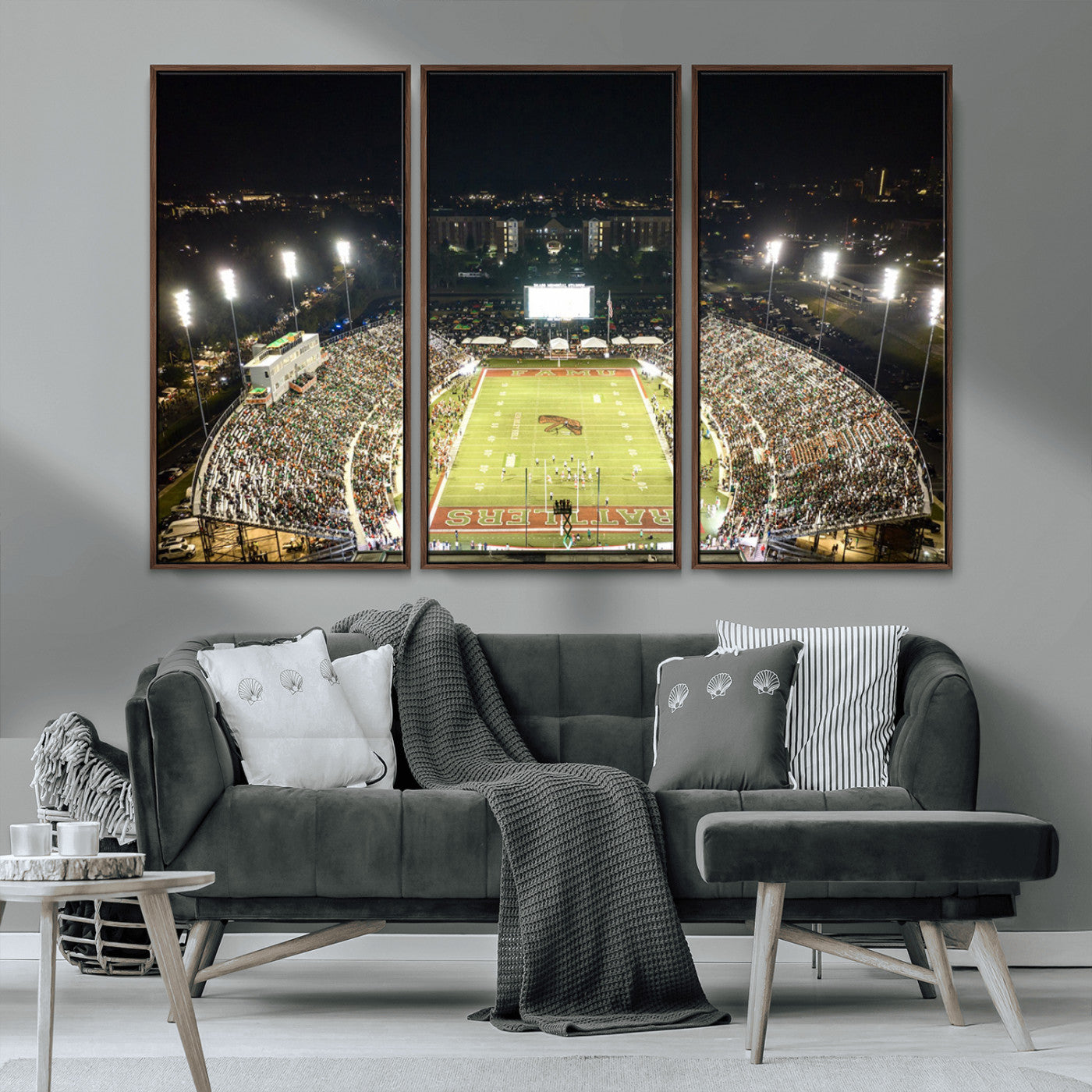 MGV-FC-48X32-3P - Florida A&M Rattlers Football Team Print - Tallahassee Bragg Memorial Stadium Wall Art Canvas Print