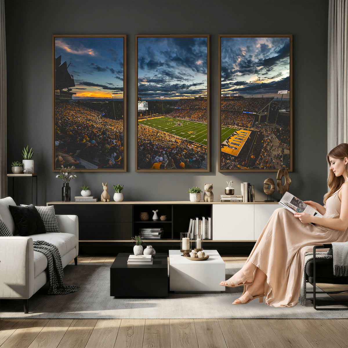 61020-MGV-CV-36X24 - University of Wyoming Cowboys Football Team Print, Laramie, Framed and Ready to Hang