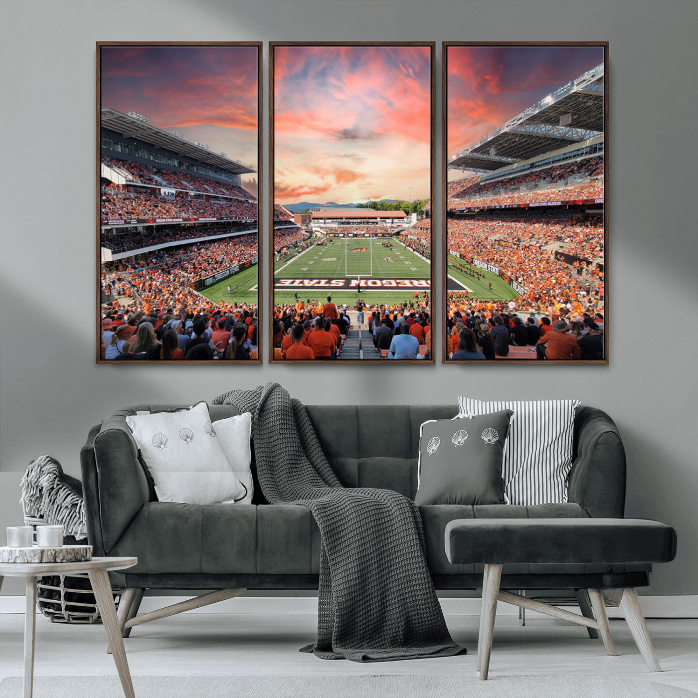 MGV-FC-48X32-3P - Oregon State Beavers Football Team Print - Corvallis Reser Stadium Wall Art Canvas Print