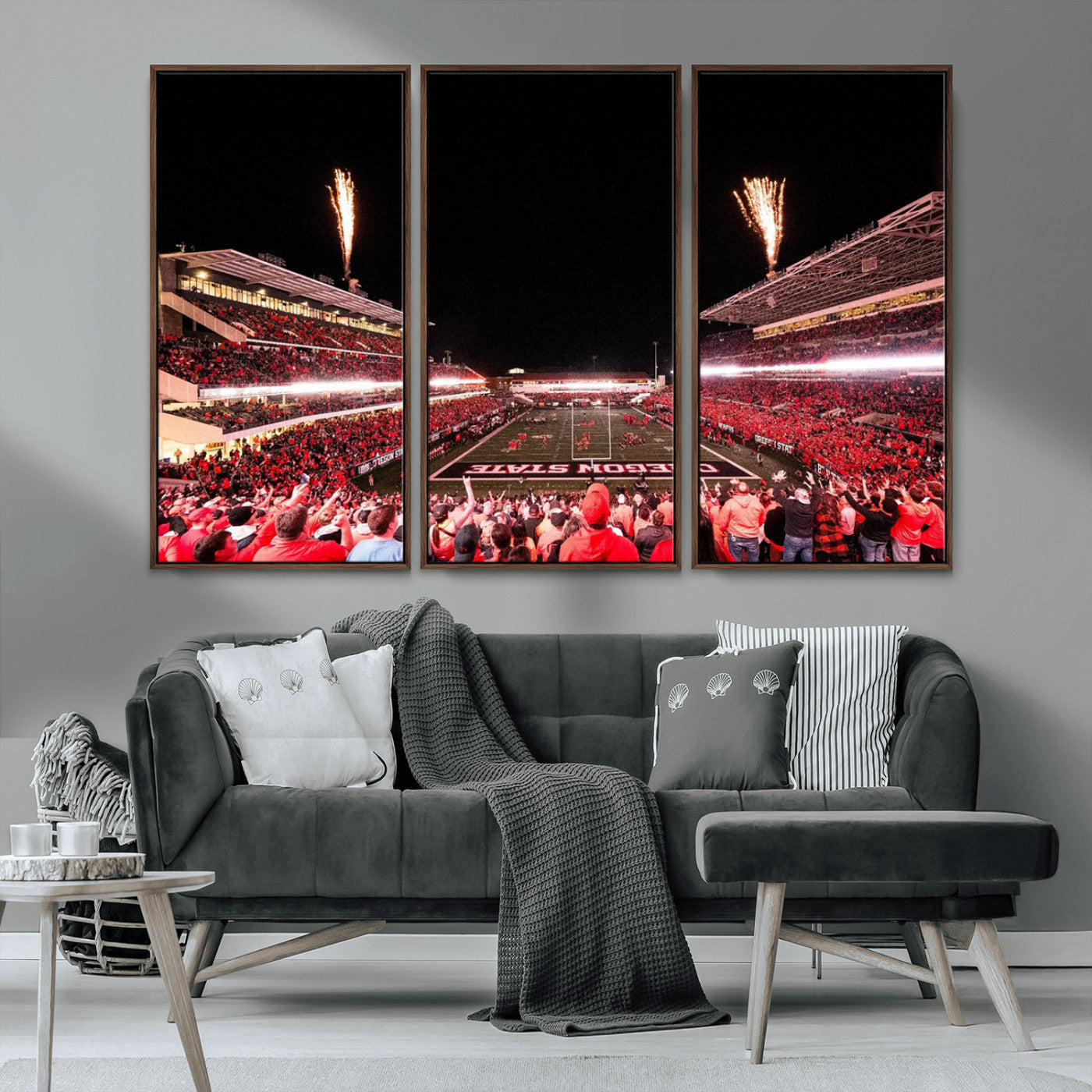 MGV-FC-48X32-3P - Oregon State Beavers Football Team Print - Corvallis Reser Stadium Wall Art Canvas Print