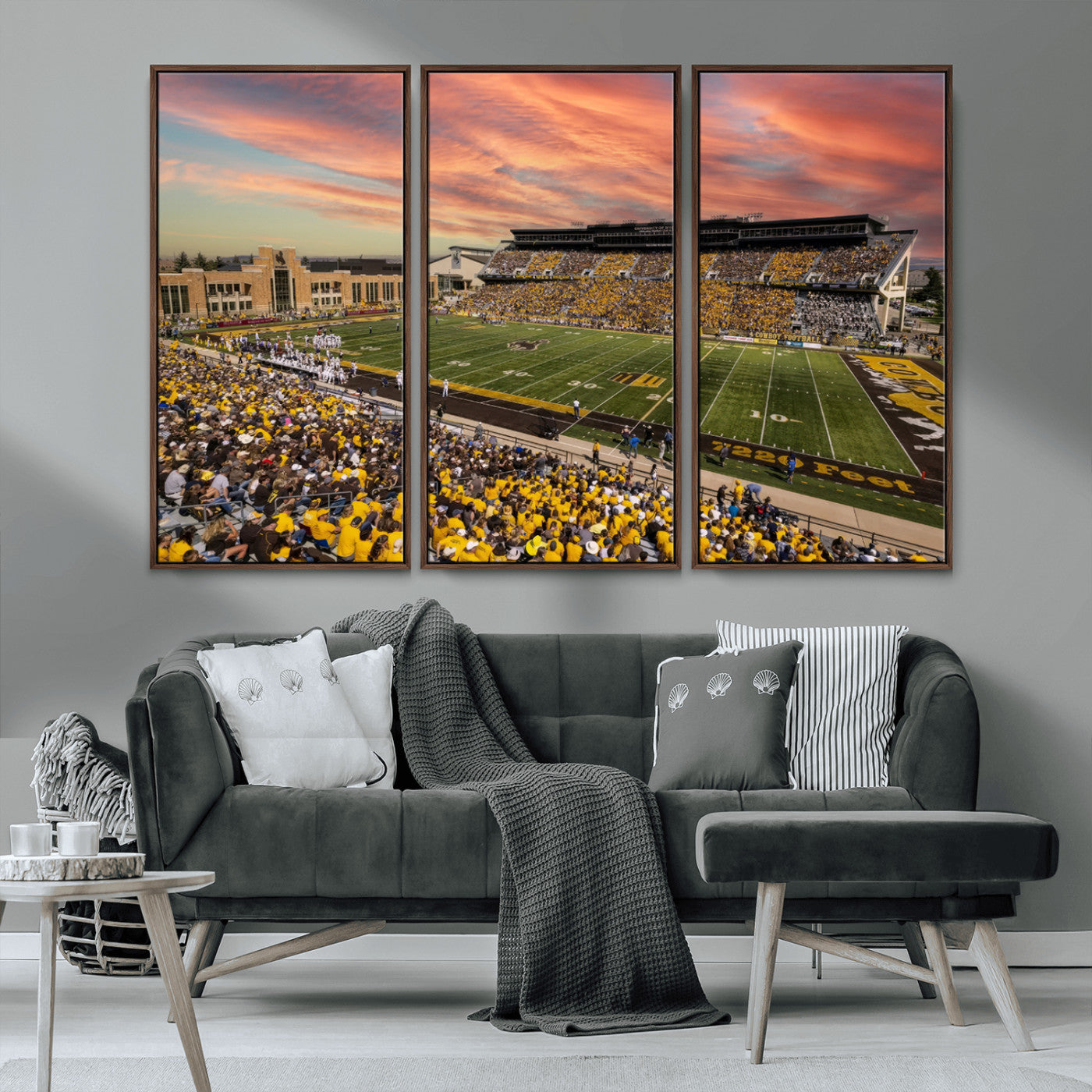 MGV-FC-48X32-3P - University of Wyoming Cowboys Football Team Print - Laramie Jonah Field War Memorial Stadium Wall