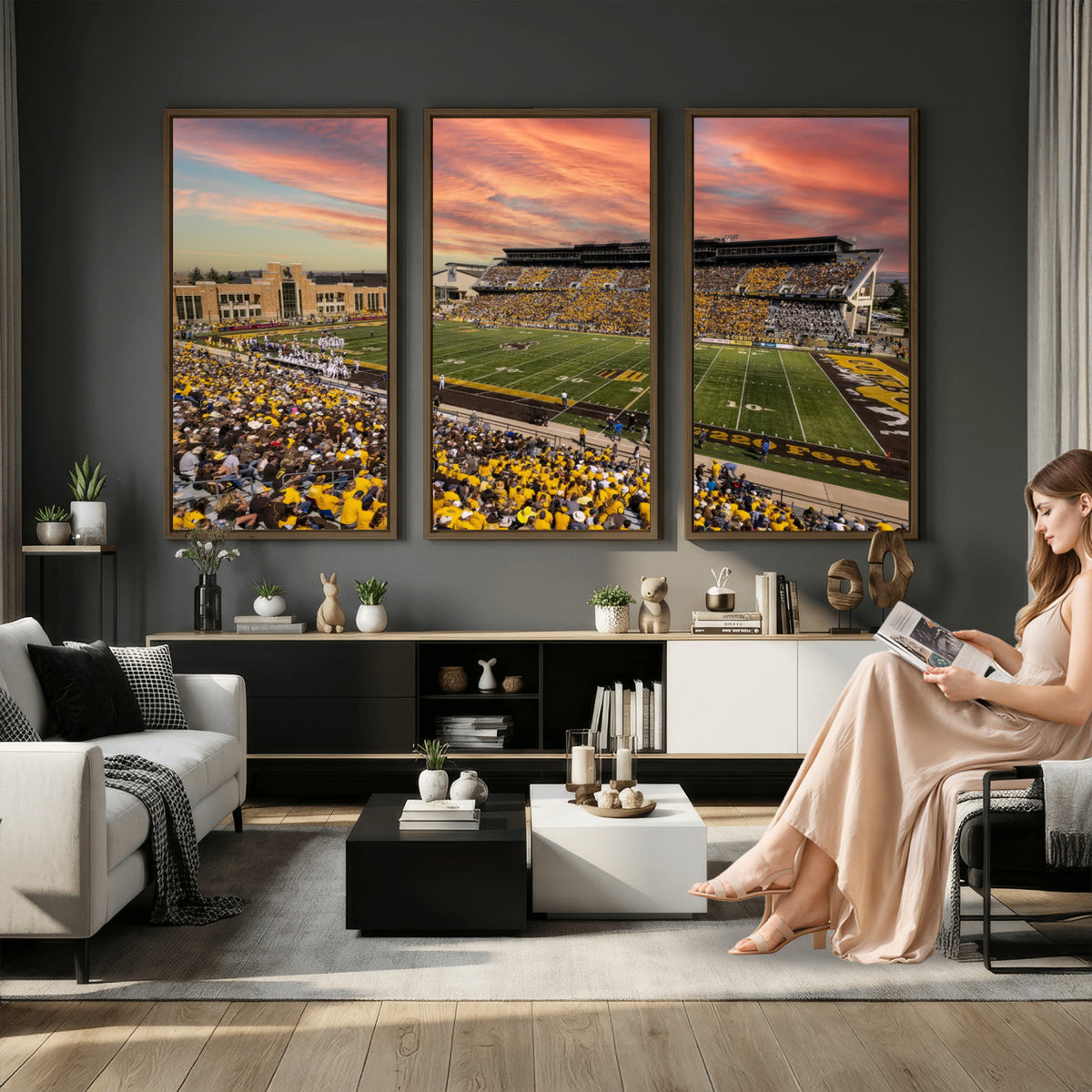 90508-MGV-CV-36X24 - University of Wyoming Cowboys Football Team Print, Laramie, Extra Large Game Room Wall Decor