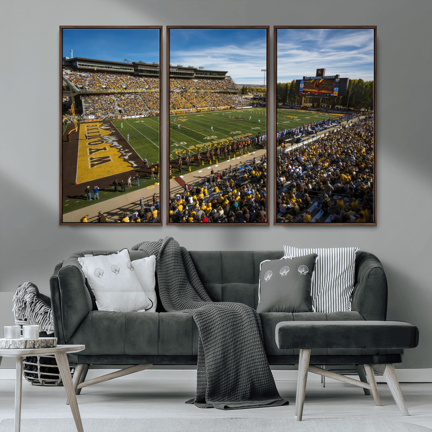 MGV-FC-48X32-3P - University of Wyoming Cowboys Football Team Print - Laramie Jonah Field War Memorial Stadium Wall