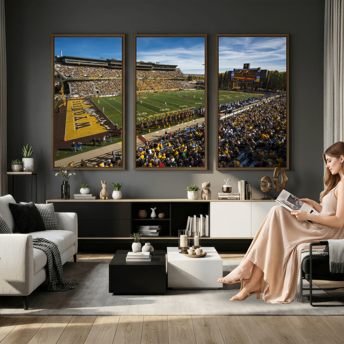 89846-MGV-CV-36X24 - University of Wyoming Cowboys Football Team Print, Laramie, Man Cave Wall Decor