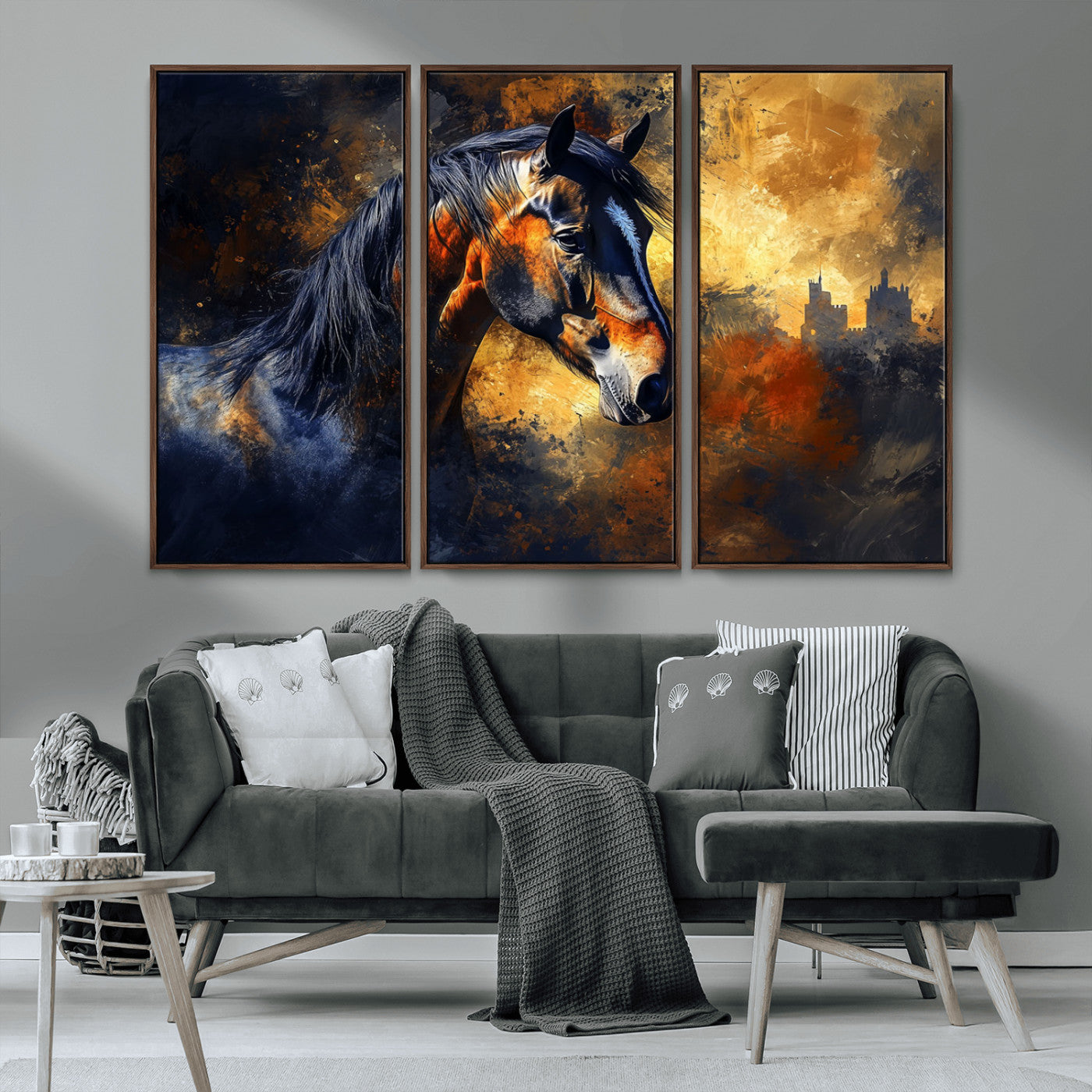 MGV-FC-48X32-3P - Abstract Horse Art Print - Abstract Canvas Wall Art | Perfect for Rustic Farmhouse, Modern, or