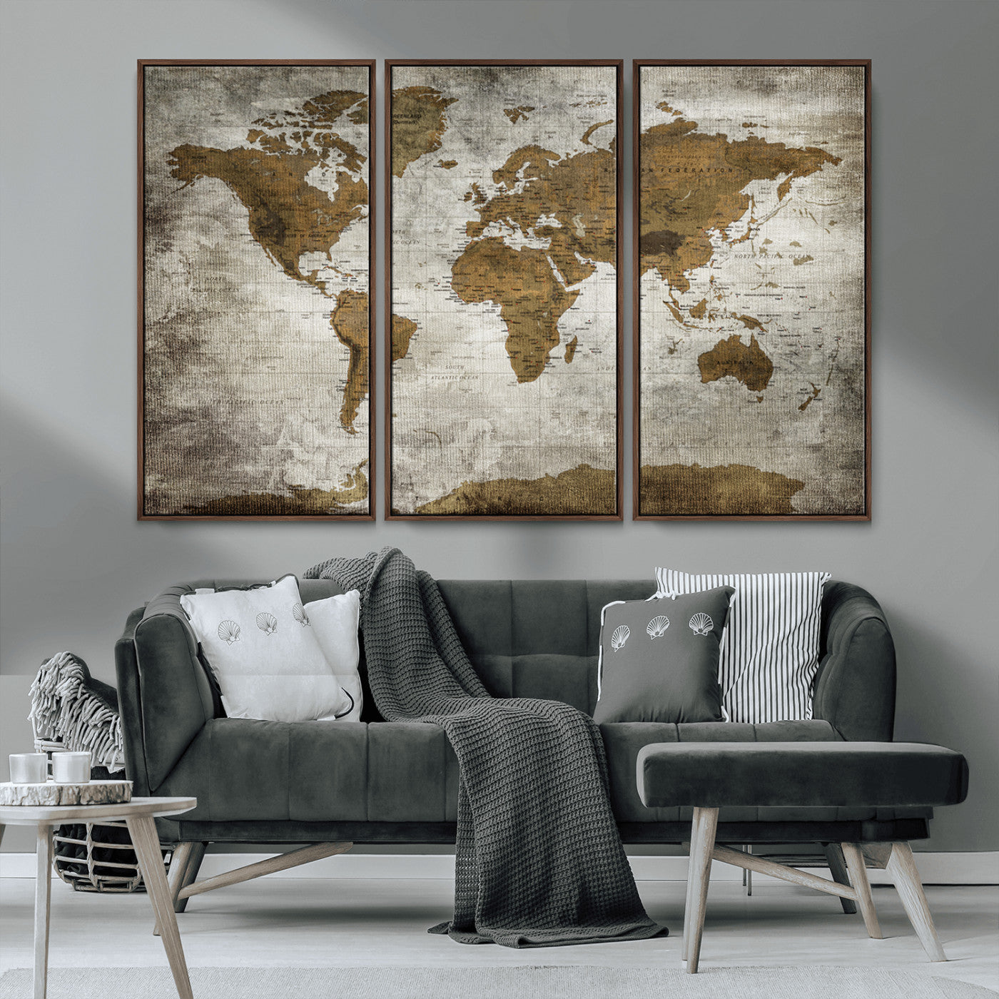 MGV-FC-48X32-3P - Push Pin World Map Canvas Print – Framed Wall Art for Couples to Track Their Travels – Anniversary