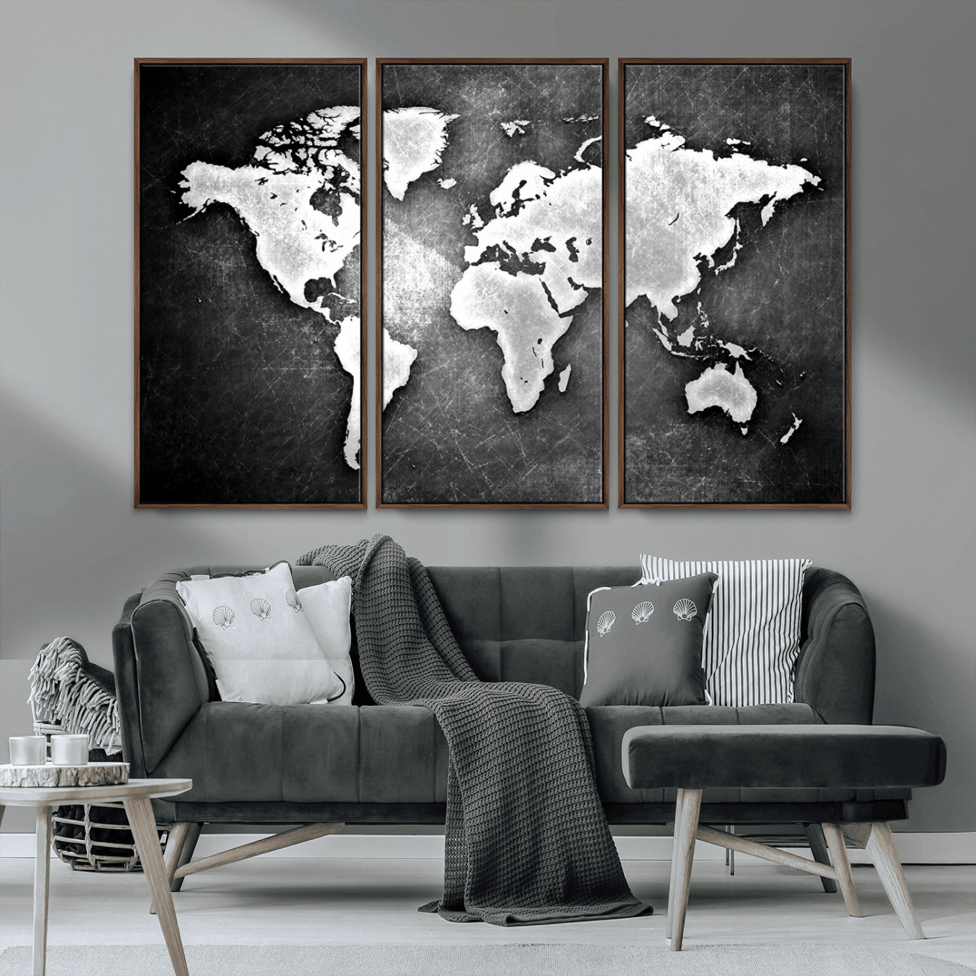 MGV-FC-48X32-3P - World Map Wall Art Canvas Print – Framed Wall Art for Anniversary Gift or Home Adventure Decor