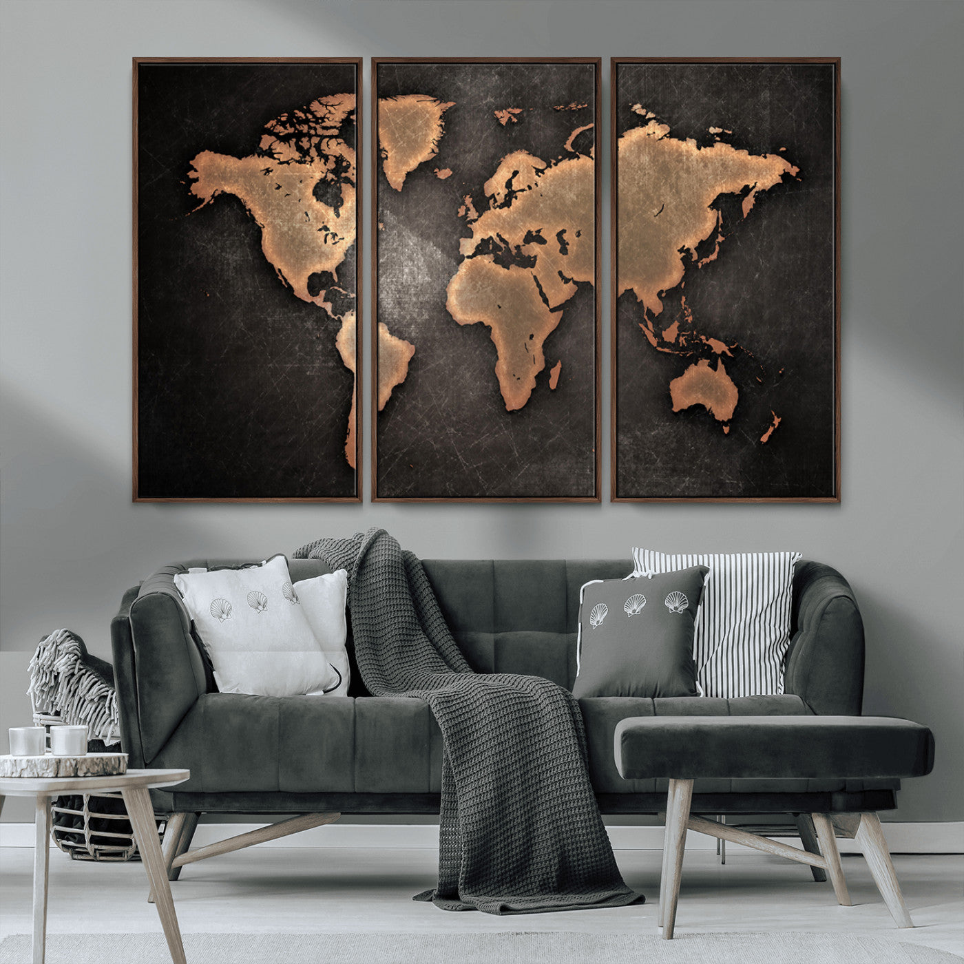 MGV-FC-48X32-3P - Push Pin World Map Canvas Print – Framed Wall Art for Couples to Track Their Travels – Anniversary