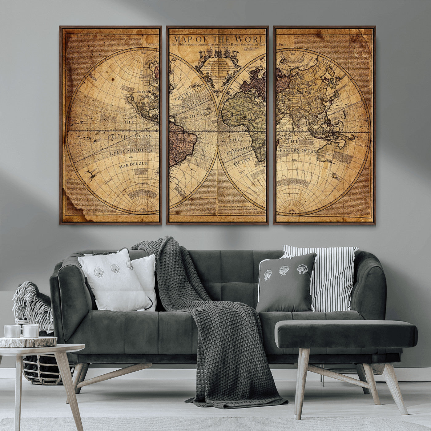 MGV-FC-48X32-3P - Push Pin World Map Canvas Print – Framed Wall Art for Couples to Track Their Travels – Anniversary