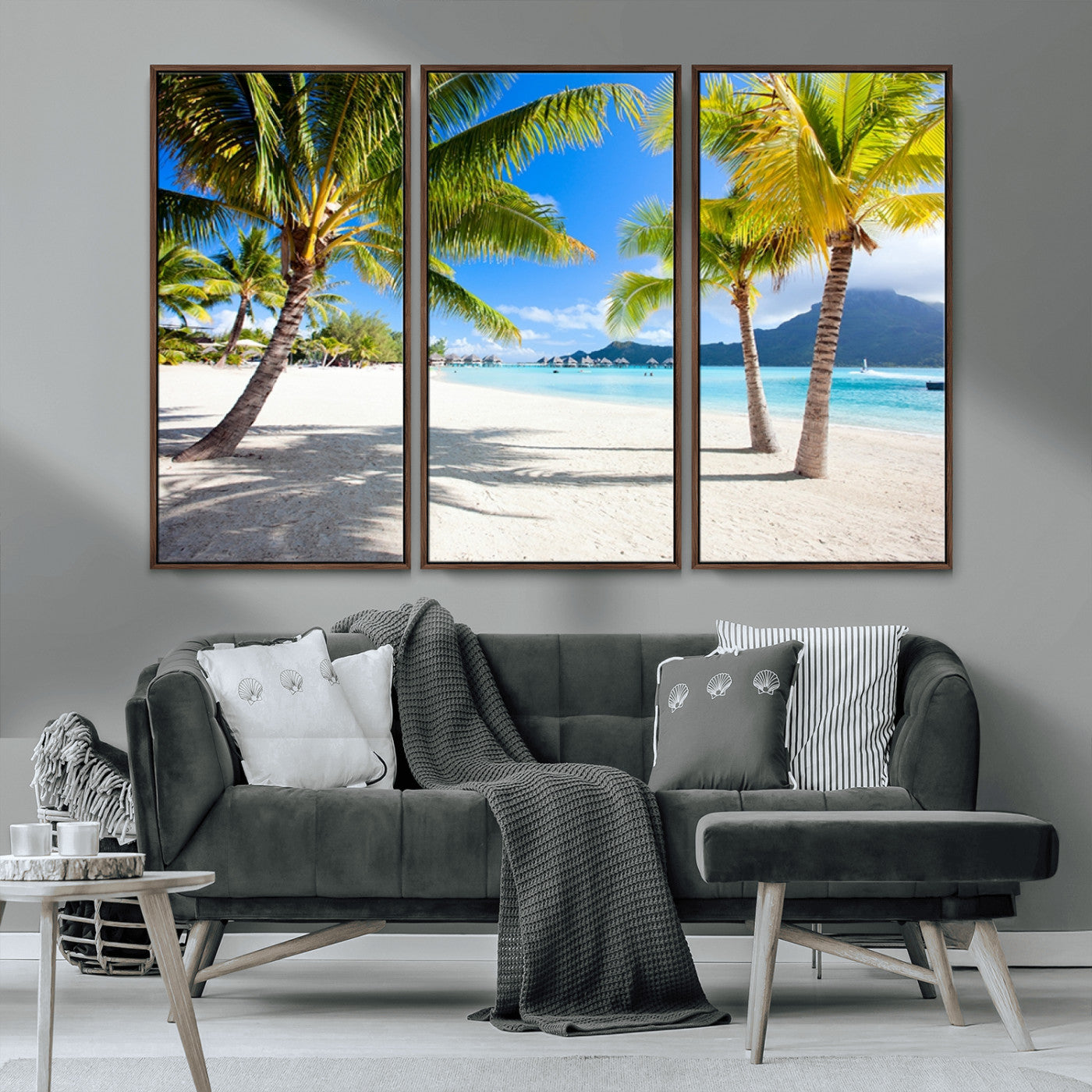 MGV-FC-48X32-3P - Blue Beach and Sea Wall Art Canvas Print