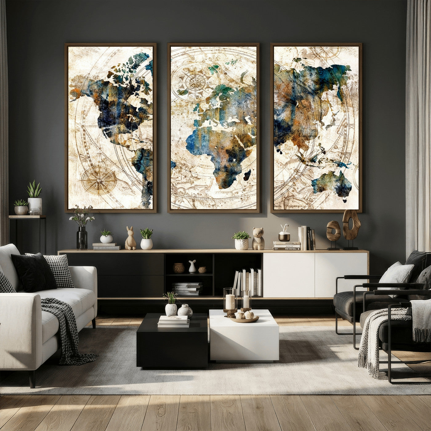 10554-MGV-CV-36X24 - Abstract World Map Art Print Canvas Print