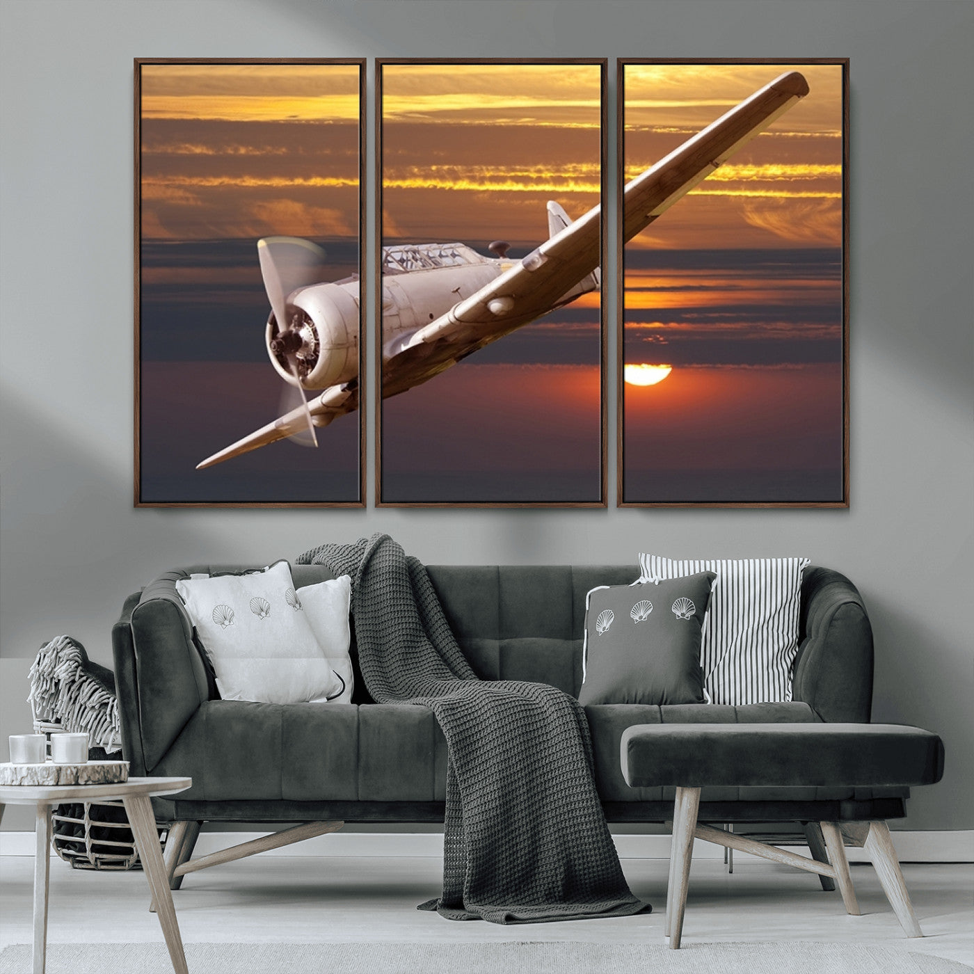 MGV-FC-48X32-3P - Old War Plane Wall Art Canvas Print