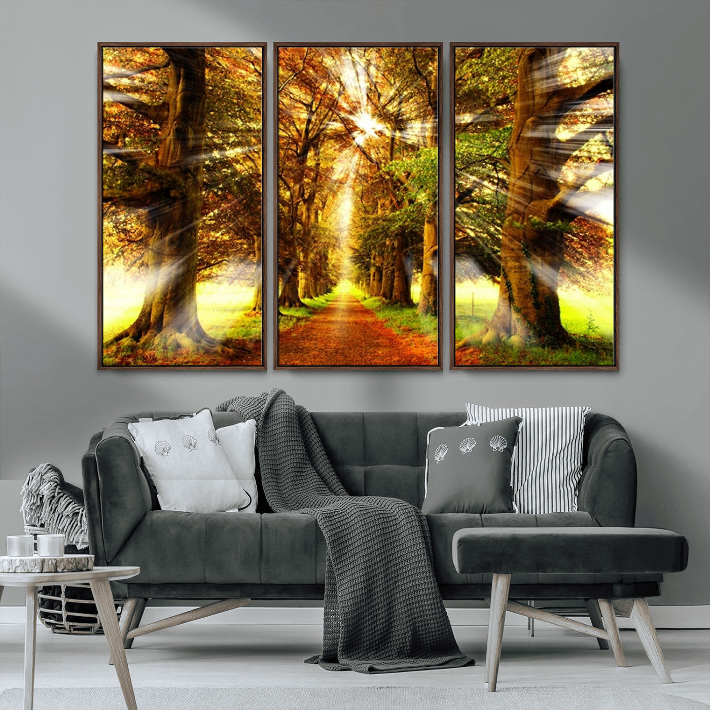 MGV-FC-48X32-3P - Sunshine in Forest and Trees Wall Art Canvas Print