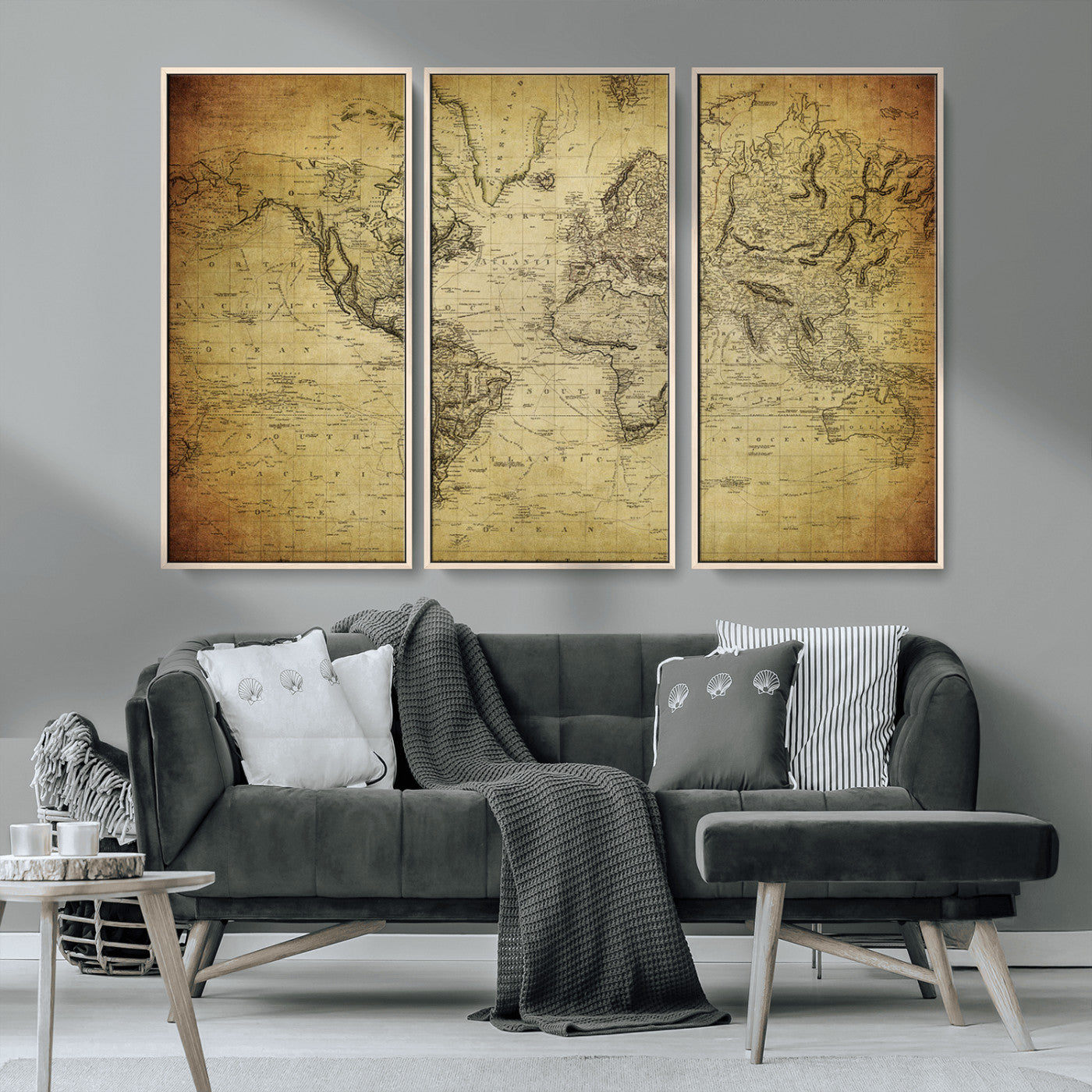 MGV-FC-48X32-3P - Push Pin World Map Canvas Print – Framed Wall Art for Couples to Track Their Travels – Anniversary