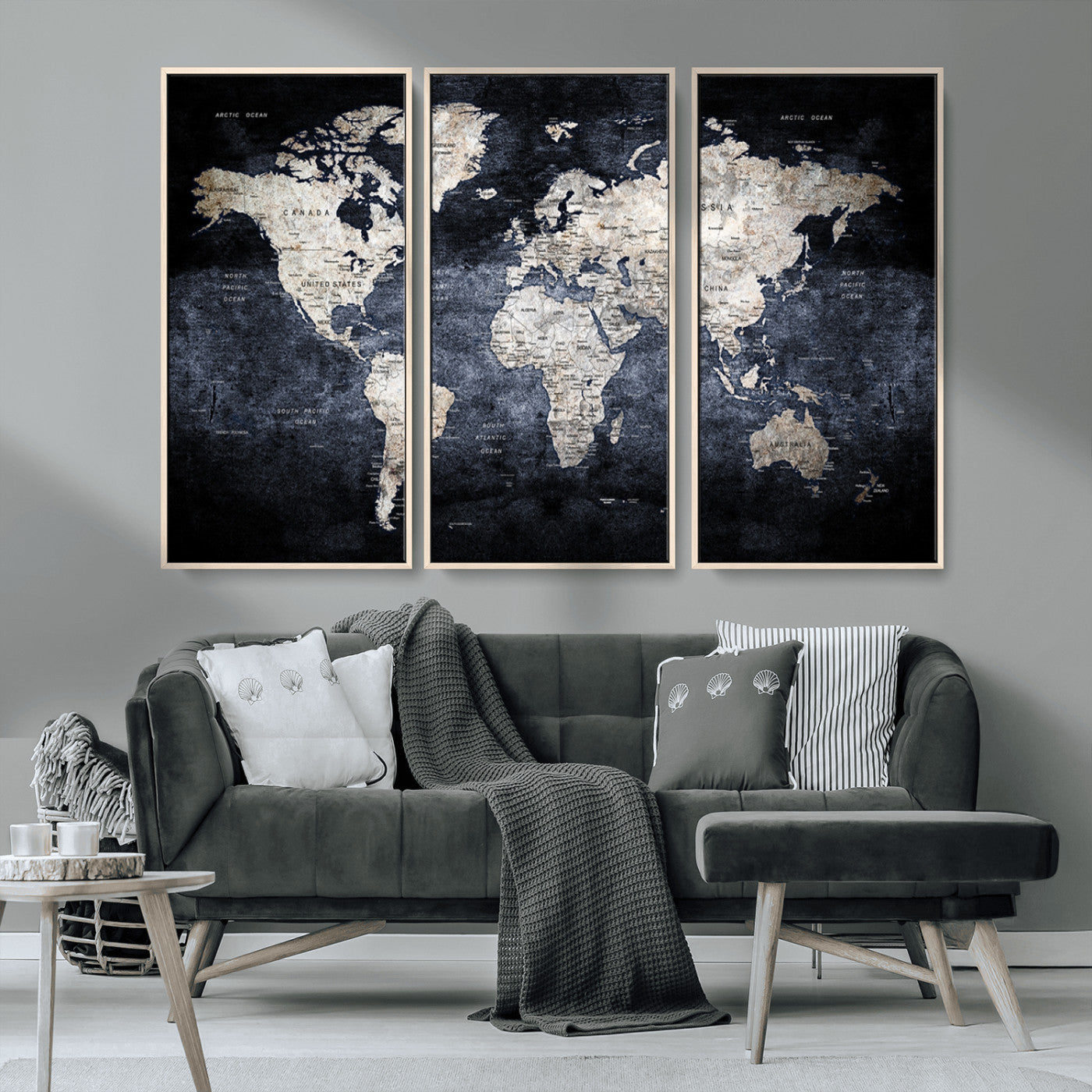 MGV-FC-48X32-3P - World Map Wall Art Canvas Print for Home and Office Decor