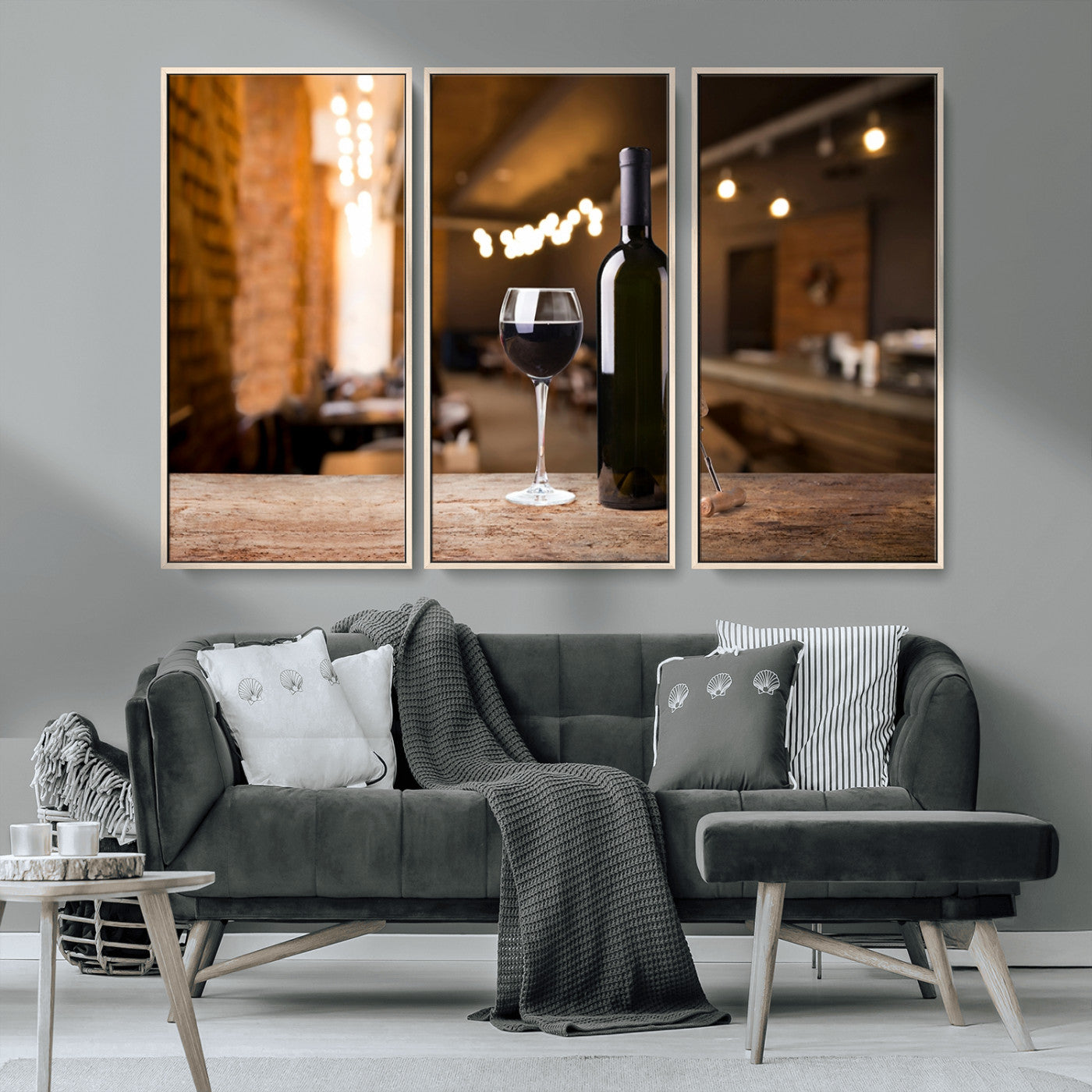 MGV-FC-48X32-3P - Wine and Bottle Wall Art Canvas Print