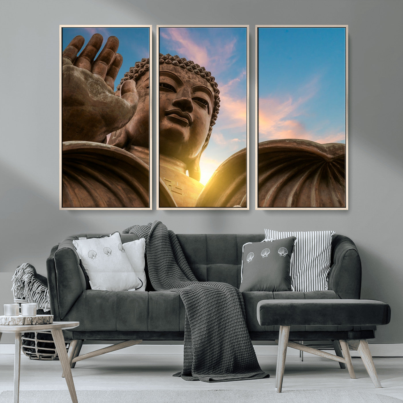 MGV-FC-48X32-3P - Buddha Statue and Daylight Wall Art, Buddha Statue Wall Art Canvas Print