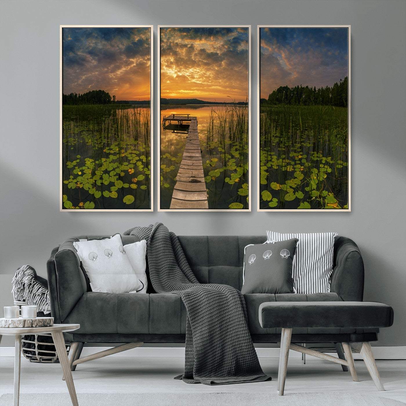 MGV-FC-48X32-3P - Lake and Flower Wall Art Canvas Print