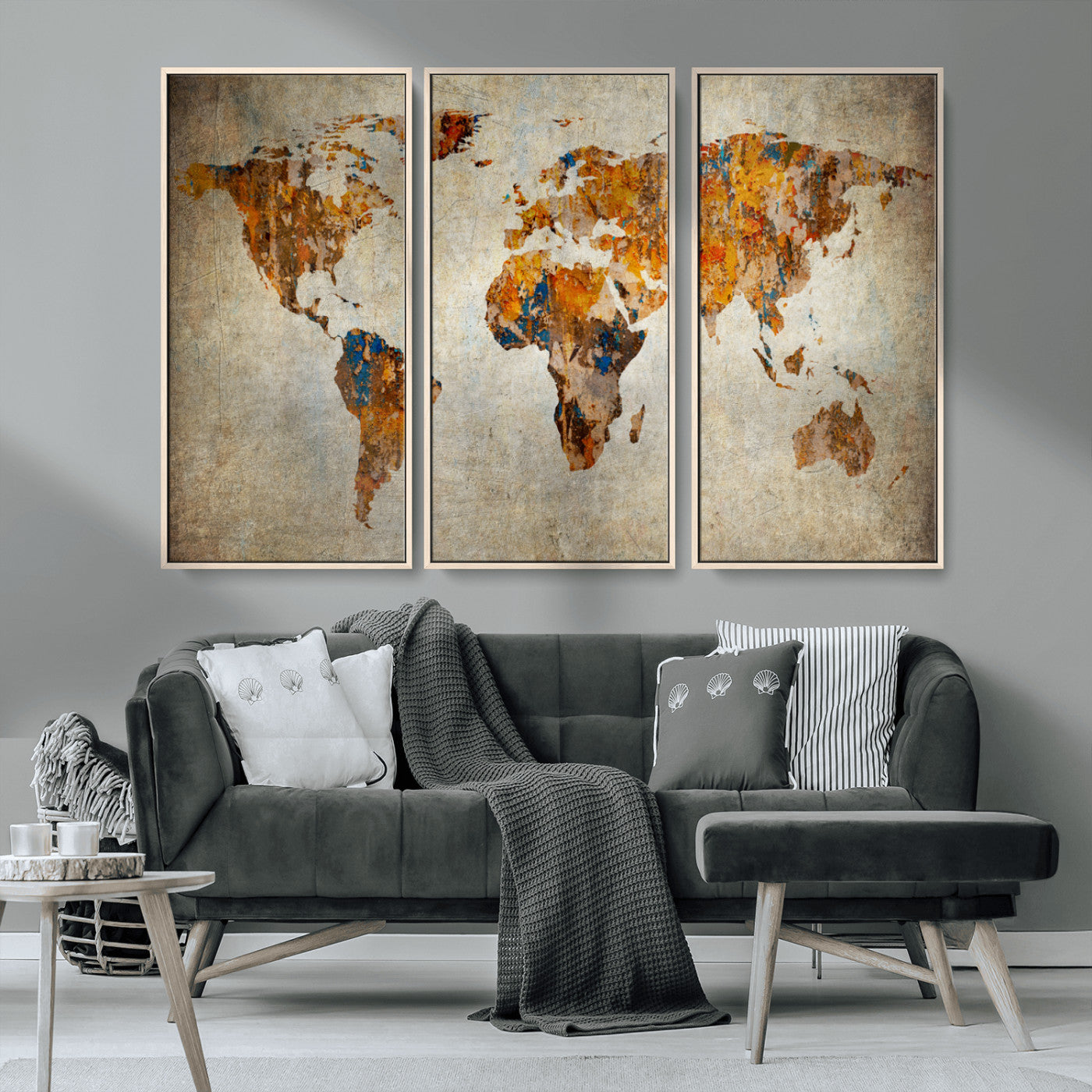 MGV-FC-48X32-3P - Push Pin World Map Canvas Print – Framed Wall Art for Couples to Track Their Travels – Anniversary