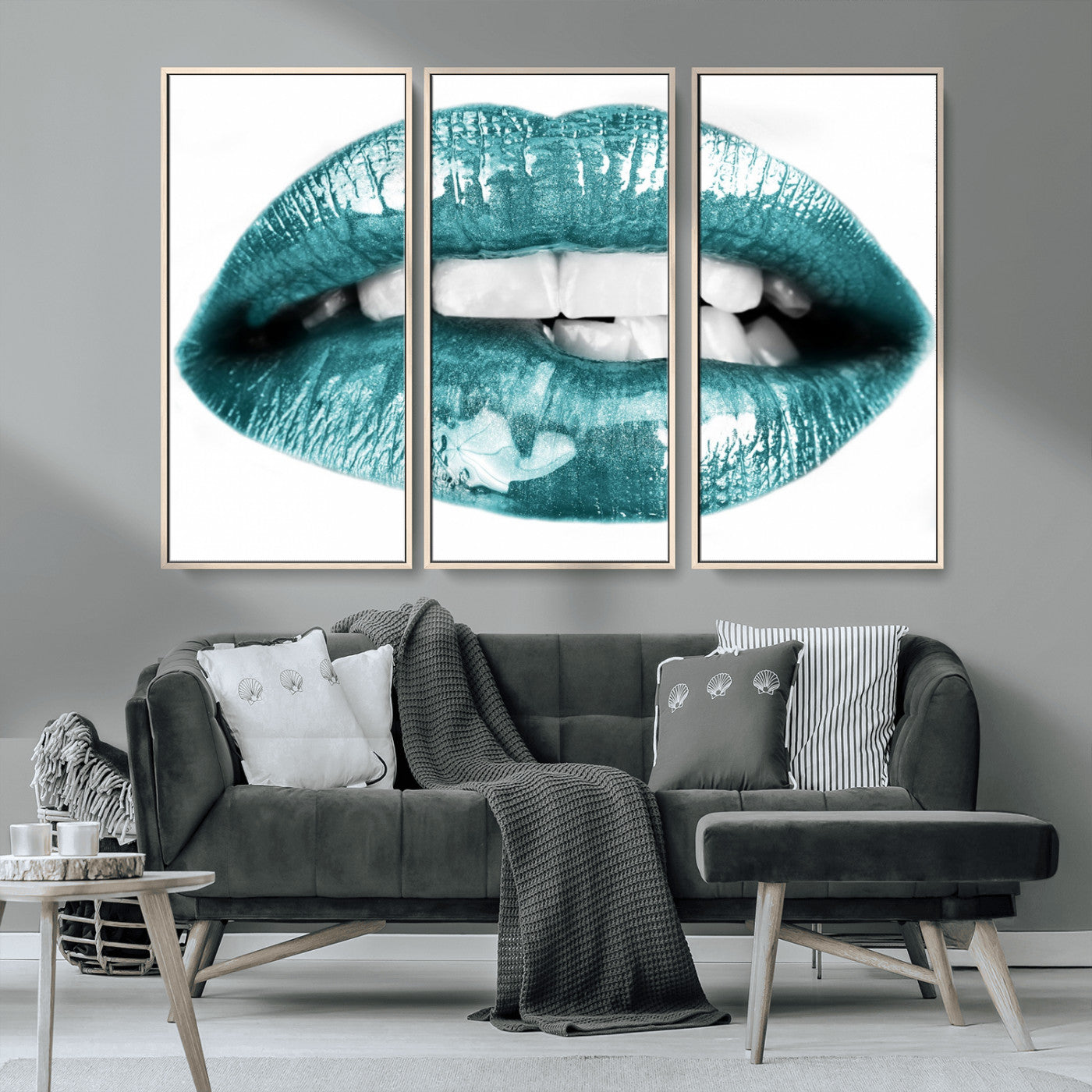 MGV-FC-48X32-3P - Blue Lips Wall Art Canvas Print