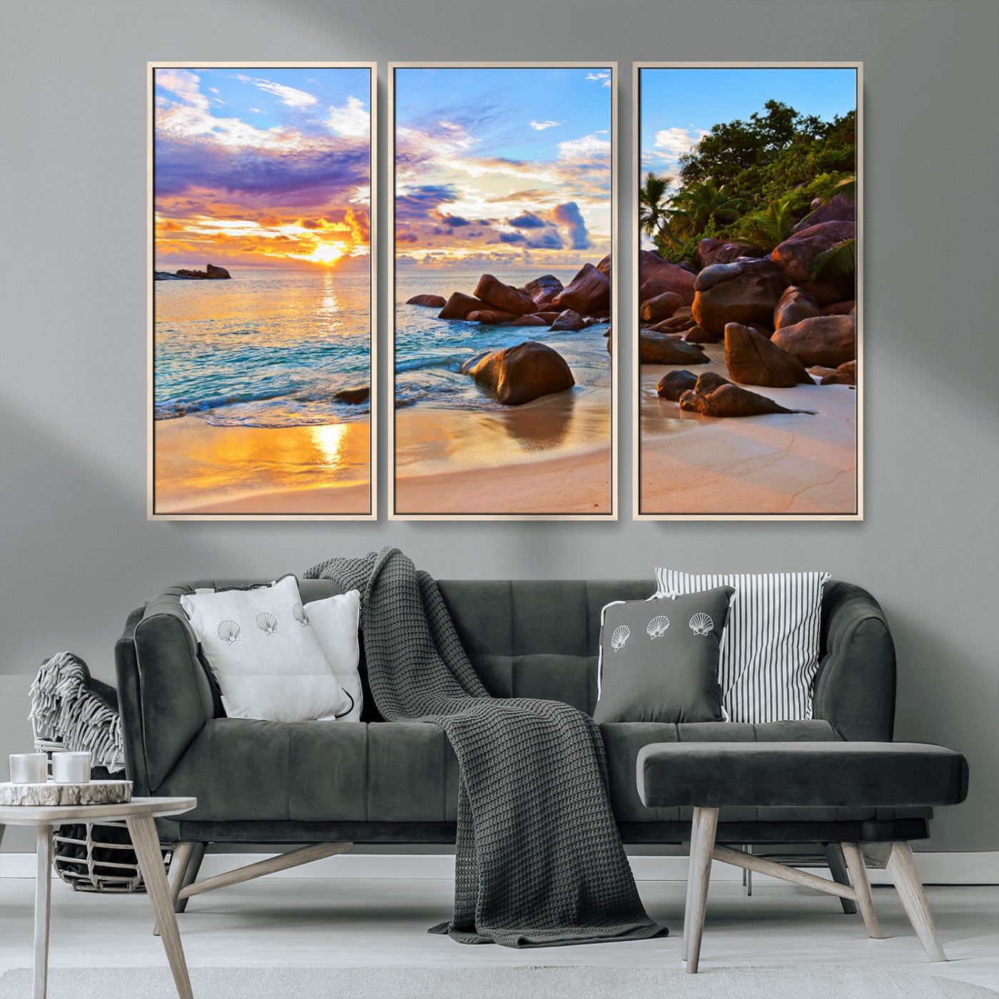 MGV-FC-48X32-3P - Tropical Island Beach Sunset Canvas Print