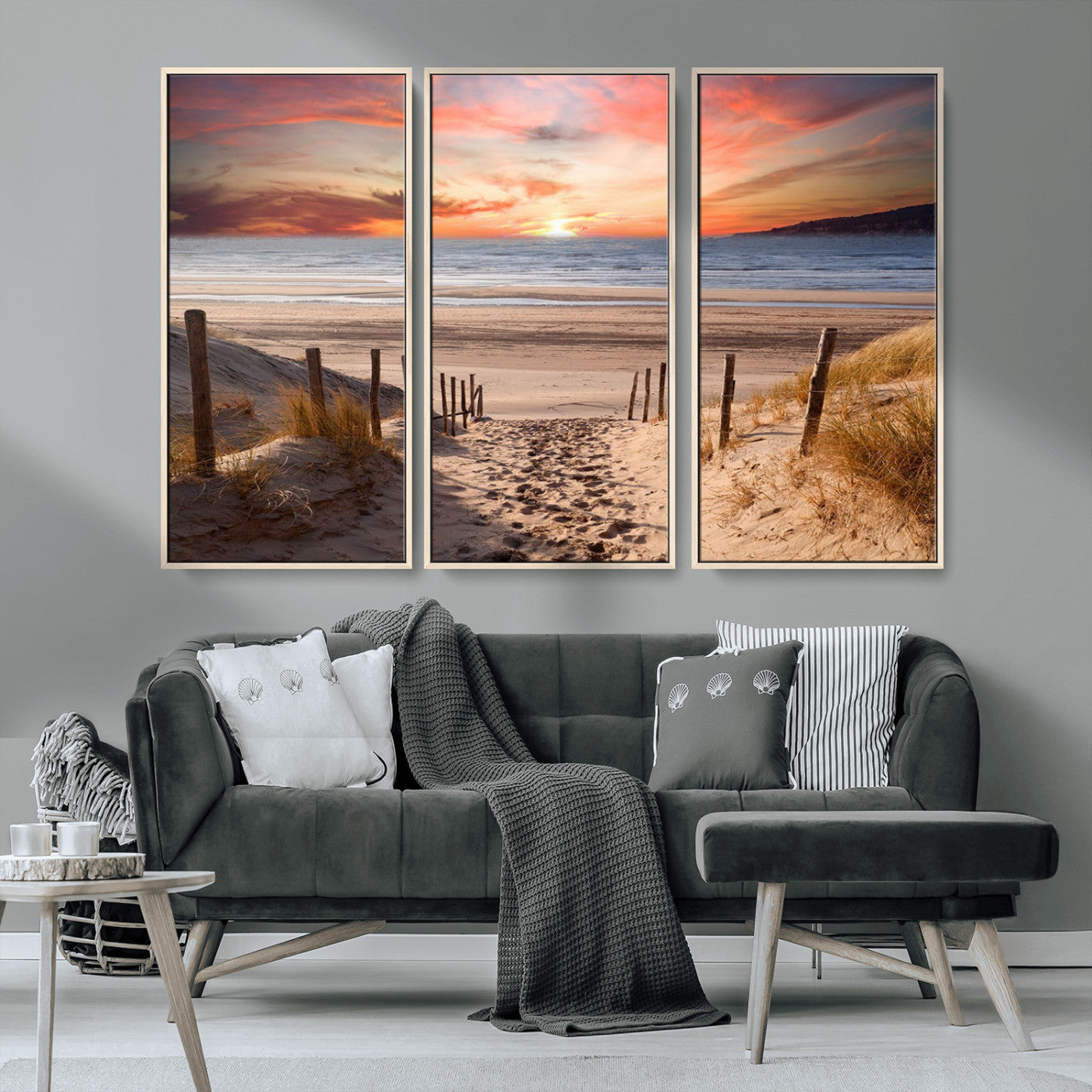 MGV-FC-48X32-3P - Sunset on the Sea Wall Art Canvas Print