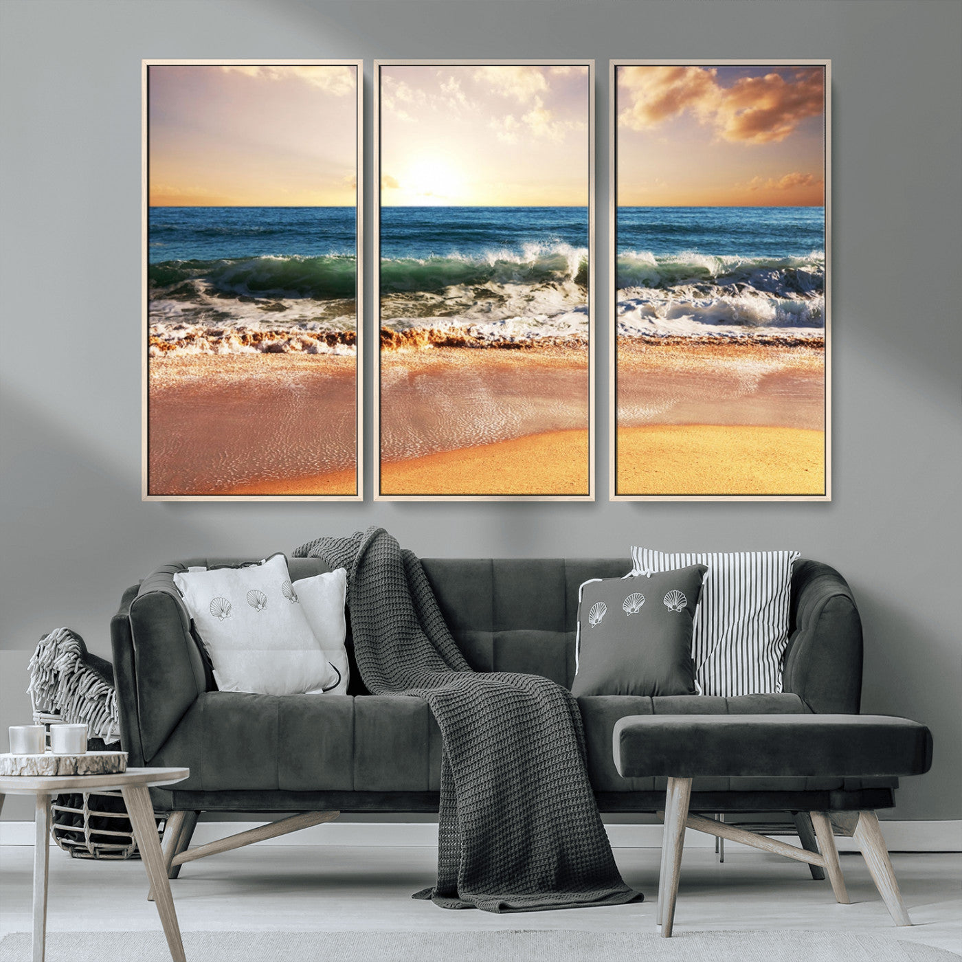 MGV-FC-48X32-3P - Serene Beach Path Canvas Art, Giclee Canvas Print with Gallery Wrap, Coastal Sand Dunes Wall Art Featuring Canon Print Quality