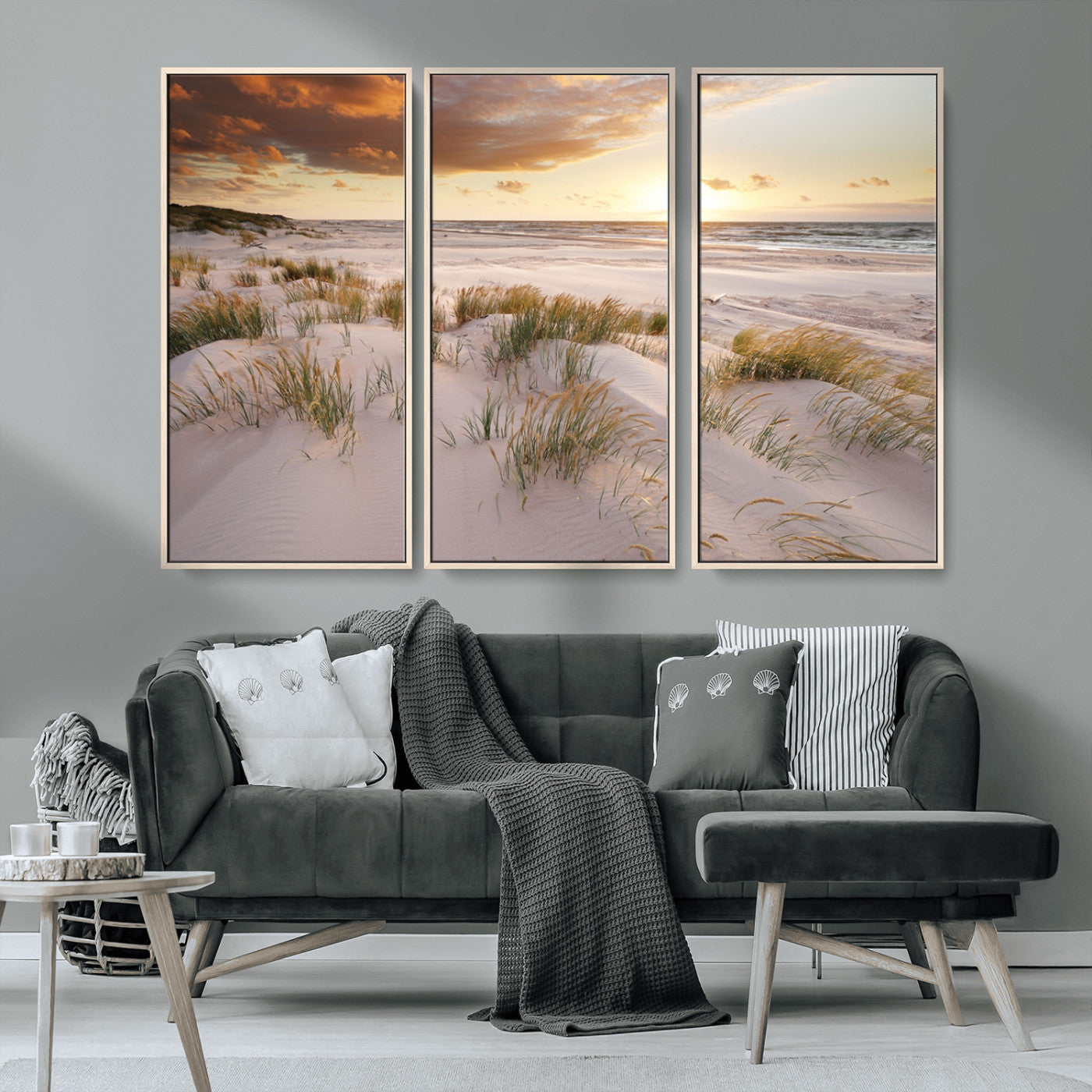 MGV-FC-48X32-3P - Flight Over Coastal Beach Landscape, Flight Over Coastal Beach Print Canvas Wall Art