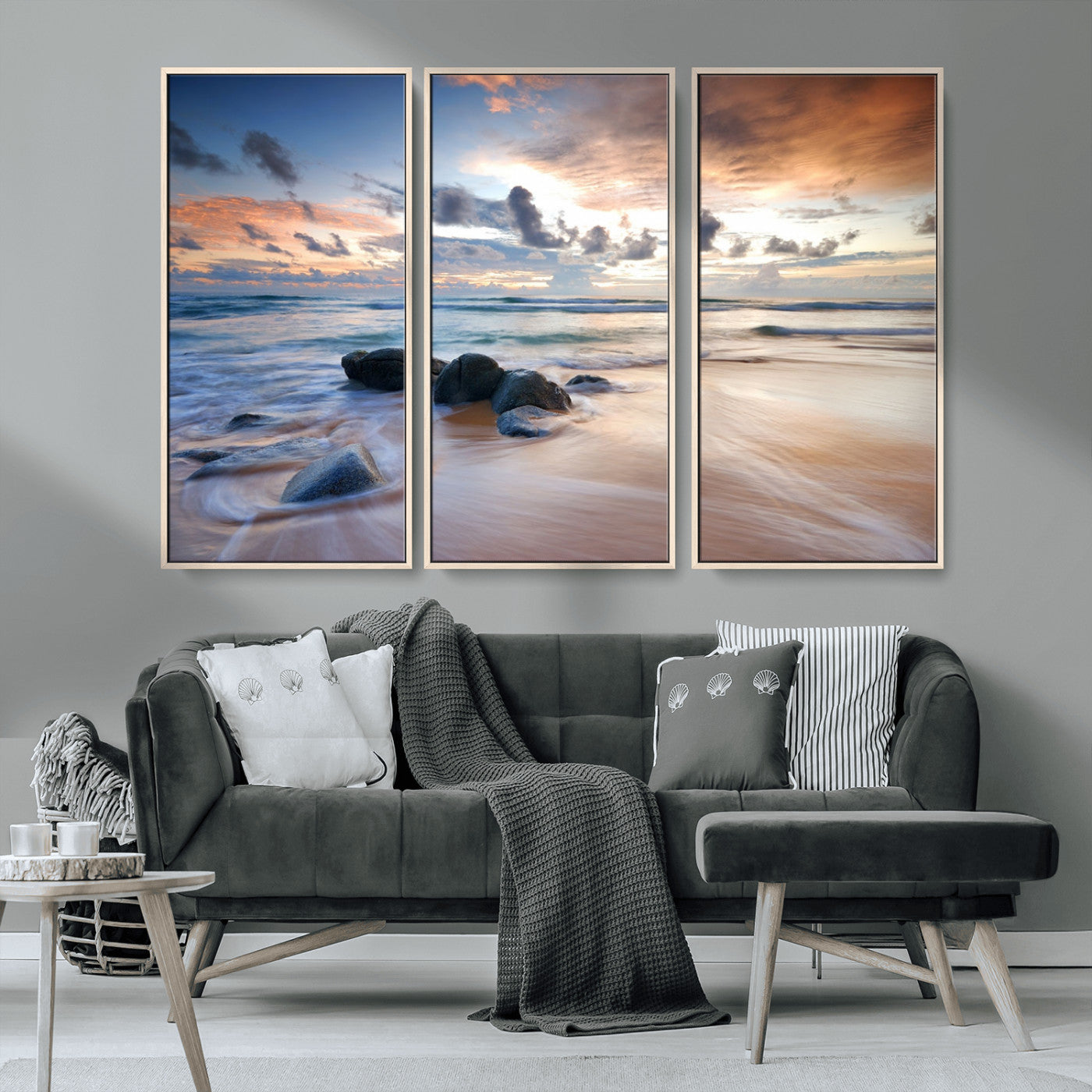 MGV-FC-48X32-3P - Serene Weather On The Beach Wall Art Canvas Print