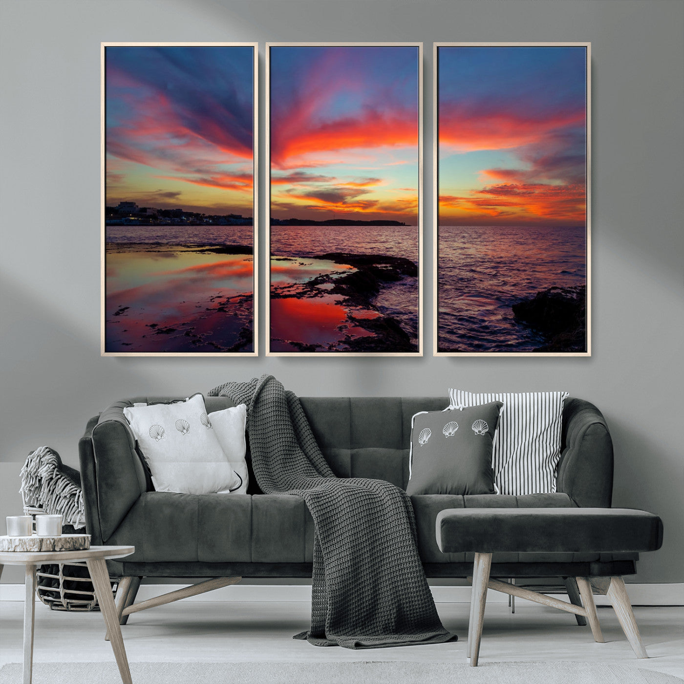 MGV-FC-48X32-3P - Glorious Sunset on The Beach Wall Art Canvas Print