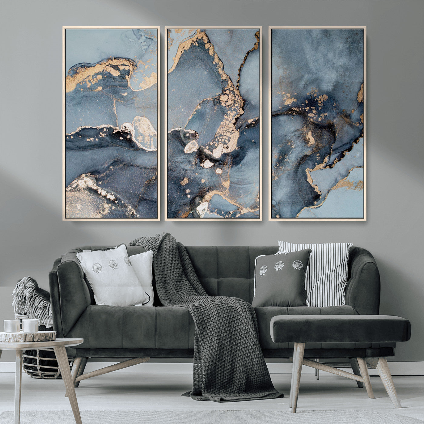 MGV-FC-48X32-3P - Multipanel Marble Fluid Effect Wall Art Abstract Canvas Wall Art Print