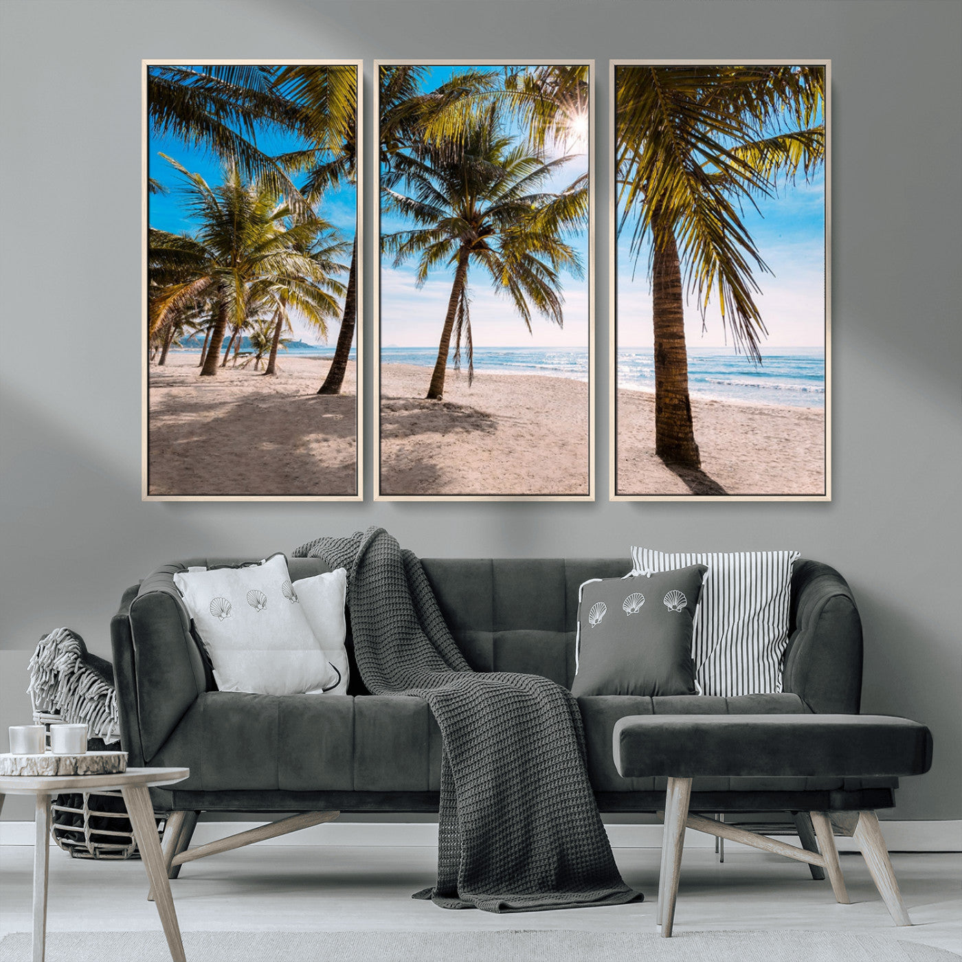 MGV-FC-48X32-3P - Palm Beach Tropical Island Wall Art Canvas Print