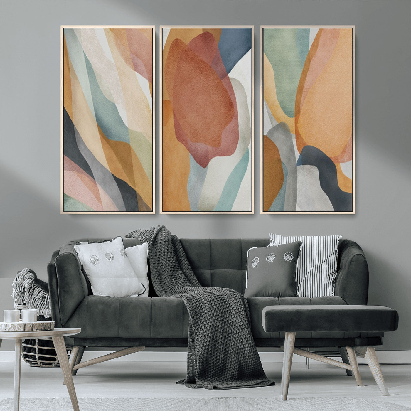 MGV-FC-48X32-3P - Boho Wall Art Canvas Print Set, Watercolor Boho Wall Art Canvas