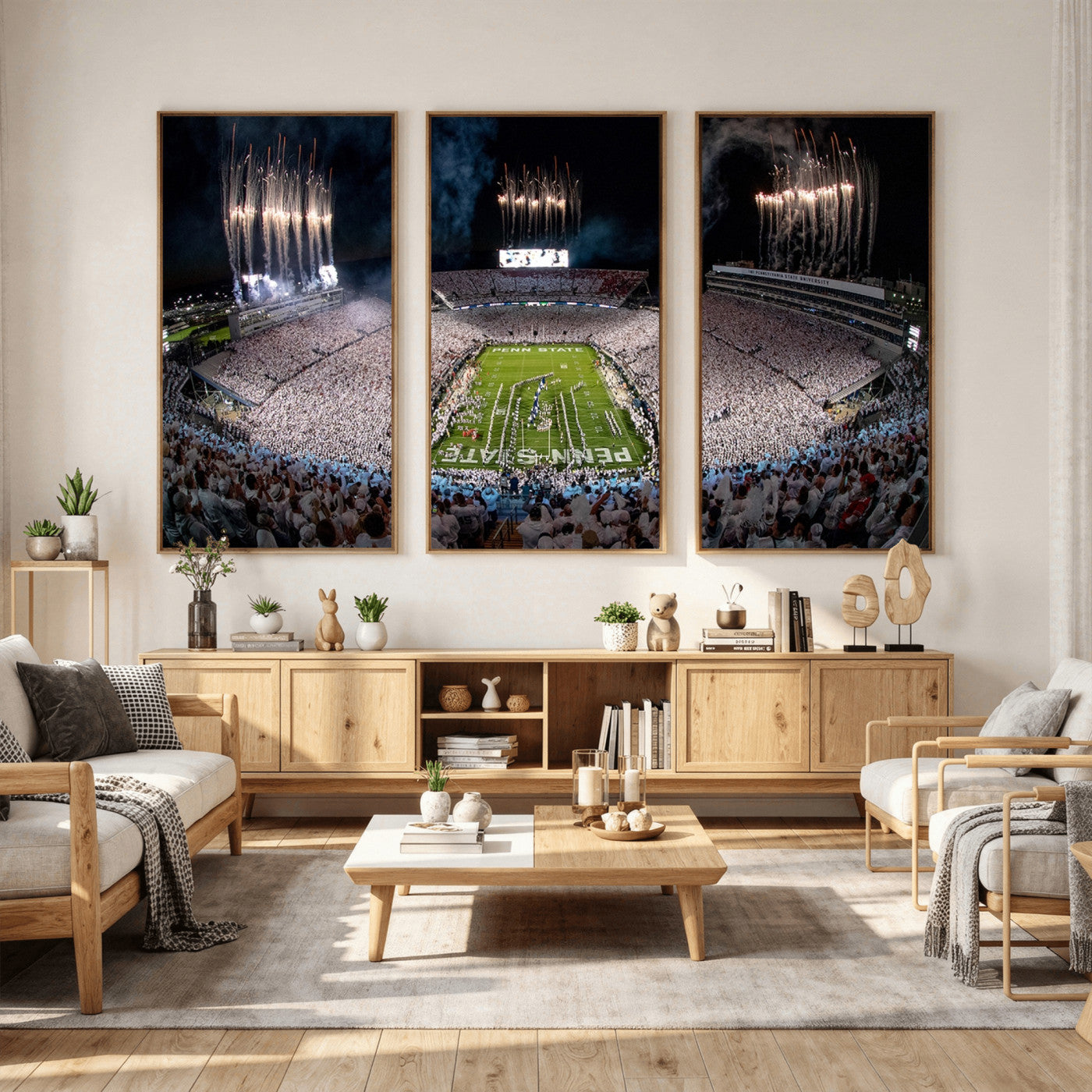 11391-MGV-CV-36X24 - Penn State Football Wall Art Canvas Print – Framed Stadium Game Day Sports Team Spirit Artwork for Home, Office