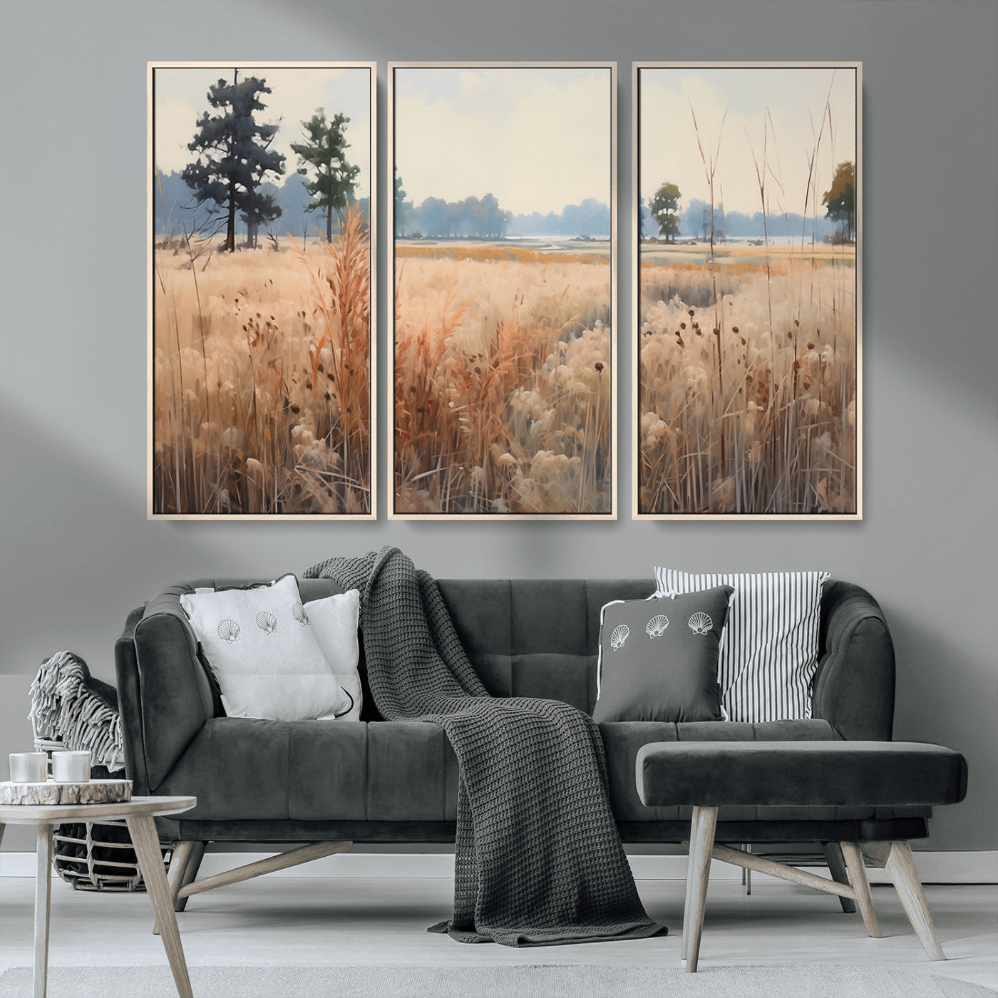-Golden Fields Canvas Wall Art Print – Serene Landscape of Nature’s Tranquility in Minimalist Modern