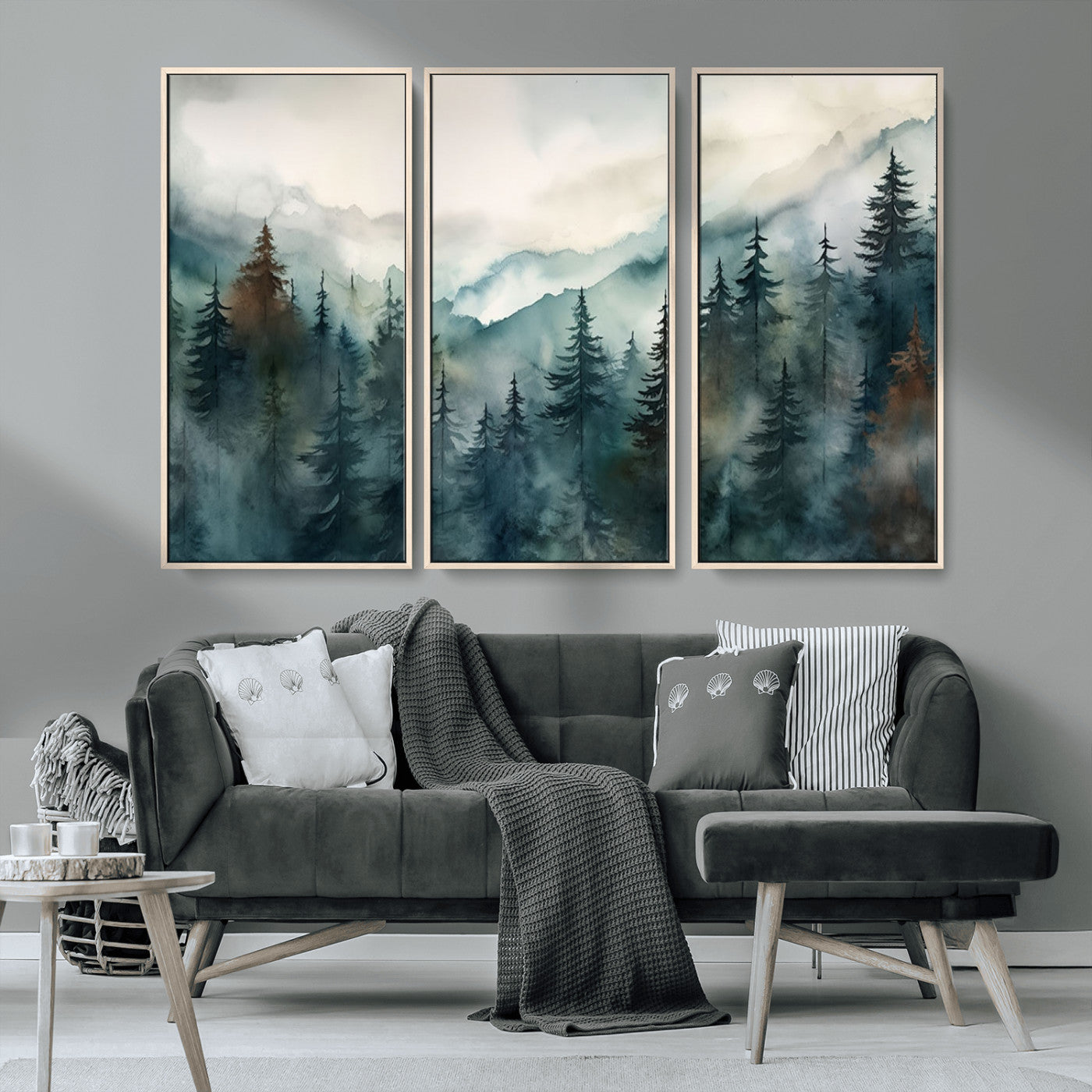 48468-MGV-CV-36X24-Serenity Forest Wall Art Canvas | Foggy Mountain Landscape Canvas Print for Living Room or Office | Nature-Inspired Woodland Decor