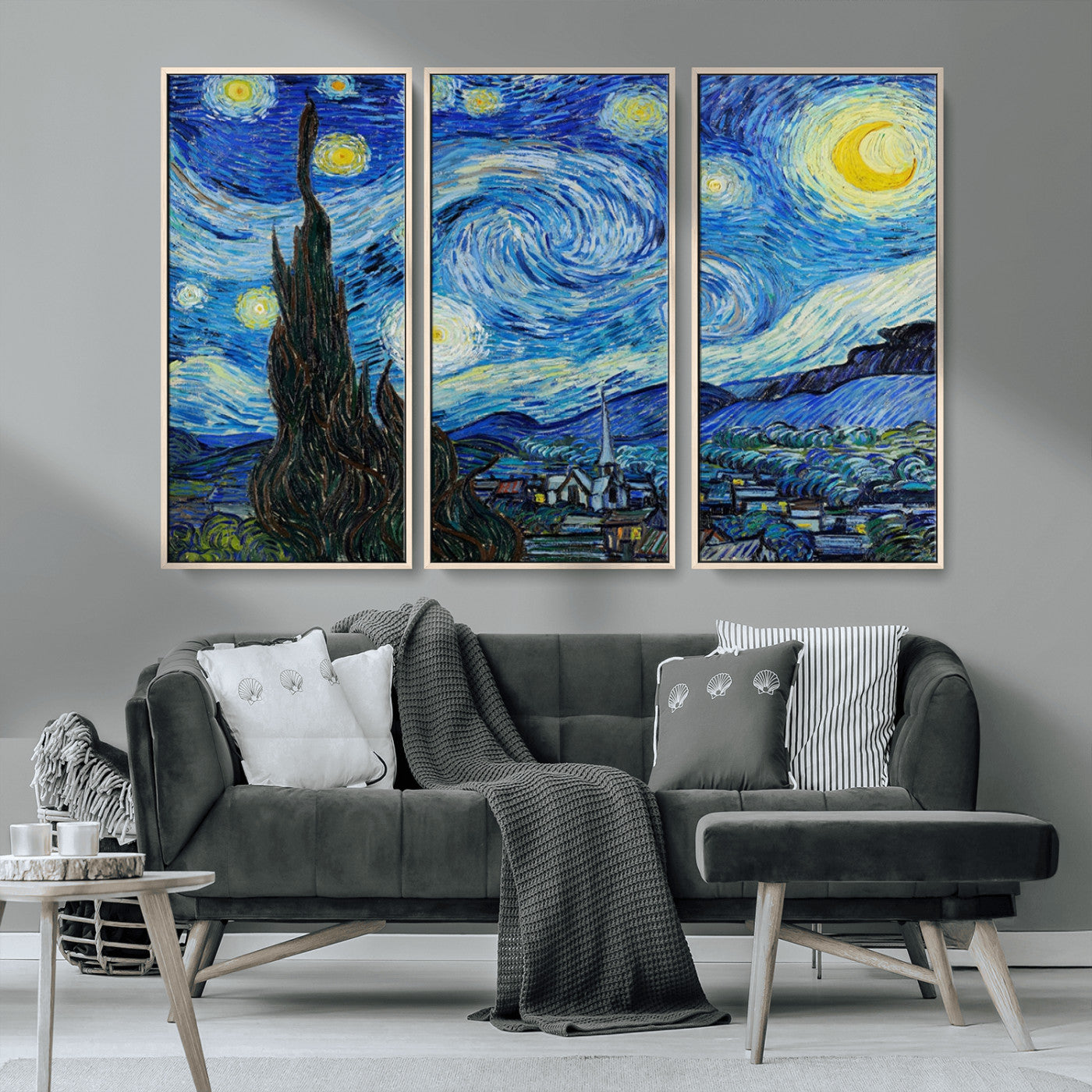 MGV-FC-48X32-3P - Vincent Van Gogh The Starry Night Abstract Wall Art Canvas Print