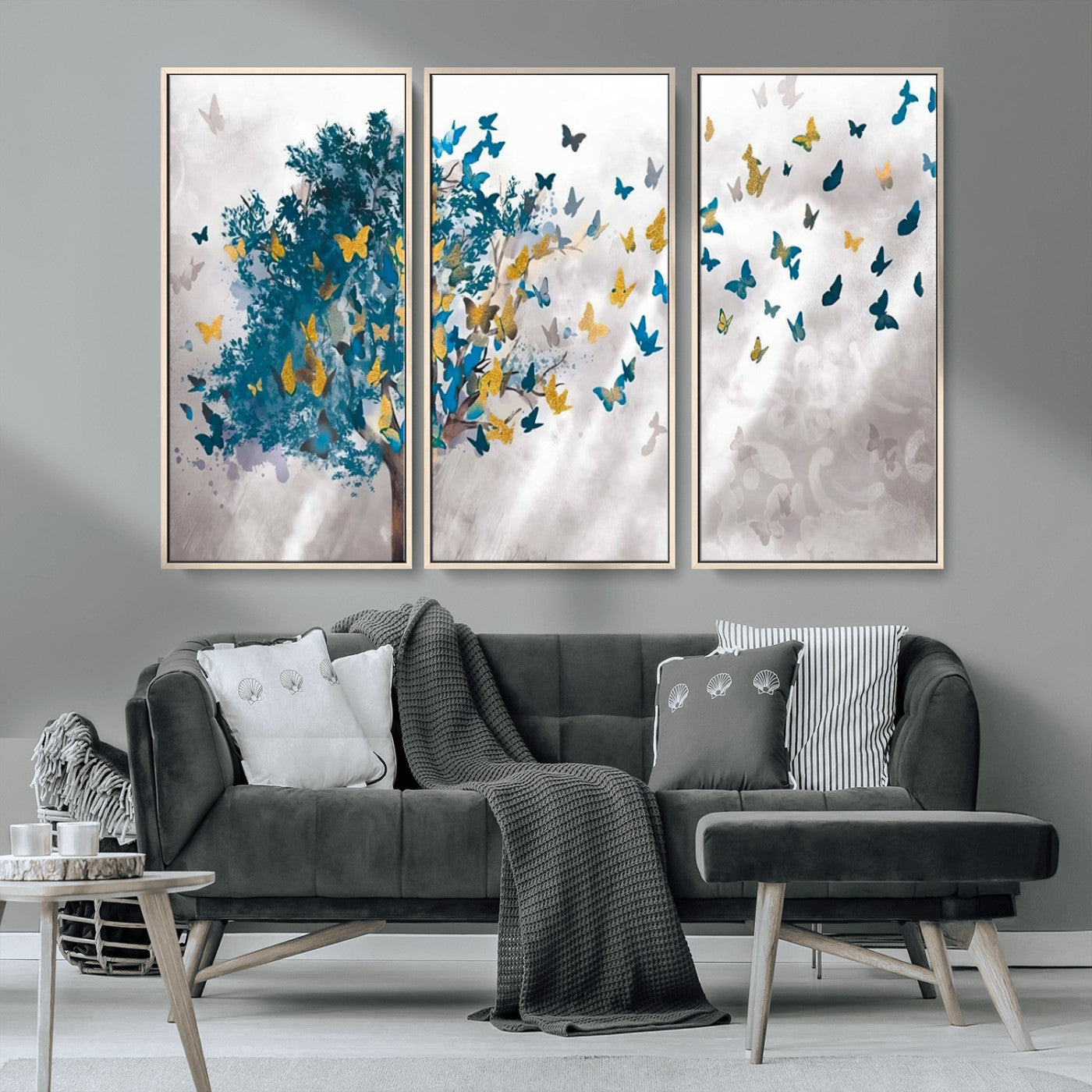 MGV-FC-48X32-3P - Tree Butterfly Abstract Tree and Butterfly Wall Art Canvas Print