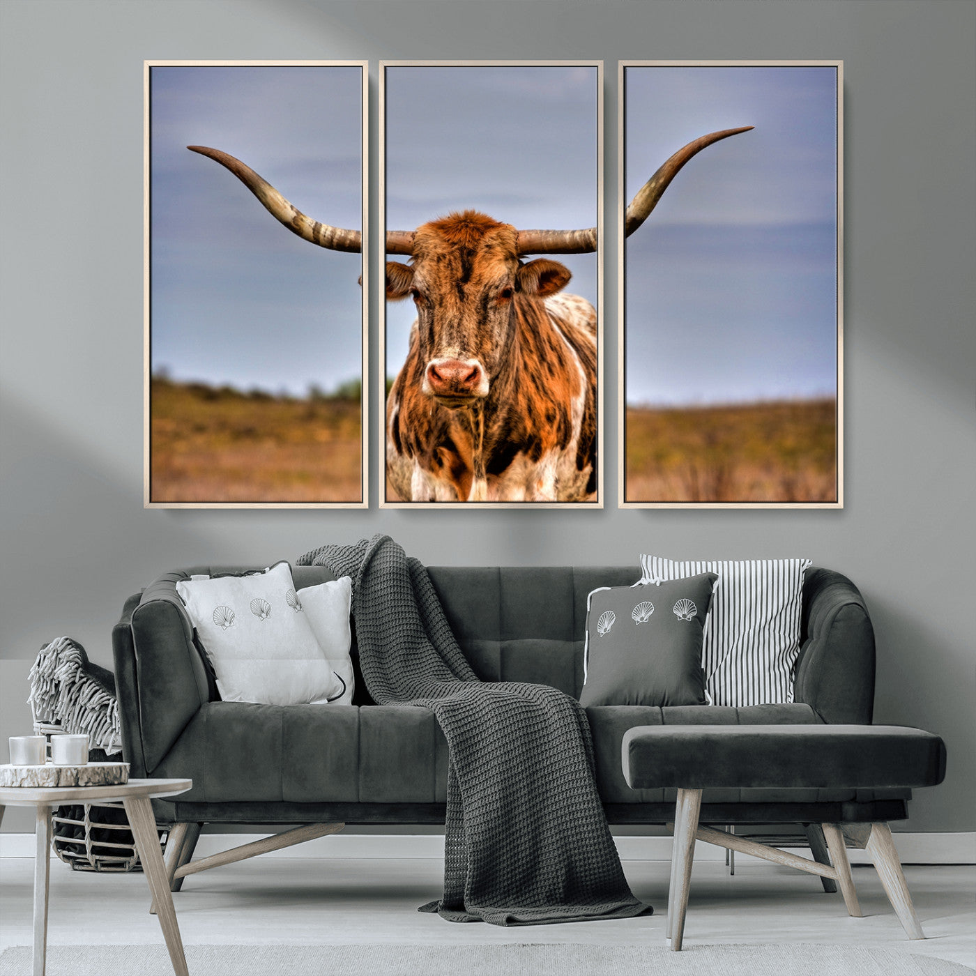 -Texas Longhorn Wall Art Print, Framed Longhorn Cow Wall Art