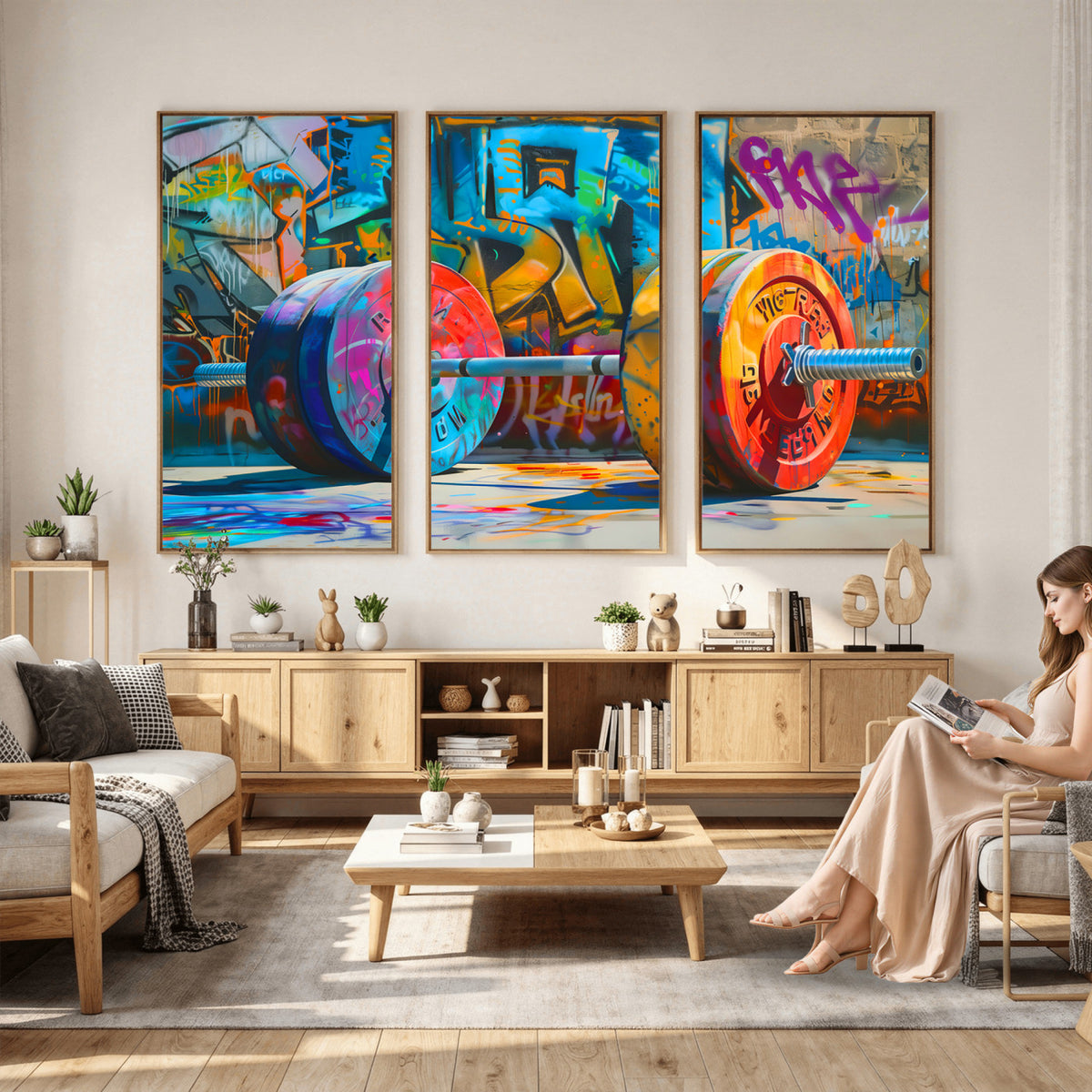 70871-MGV-CV-36X24 - Fitness Gym Barbell Graffiti Wall Art Canvas Print