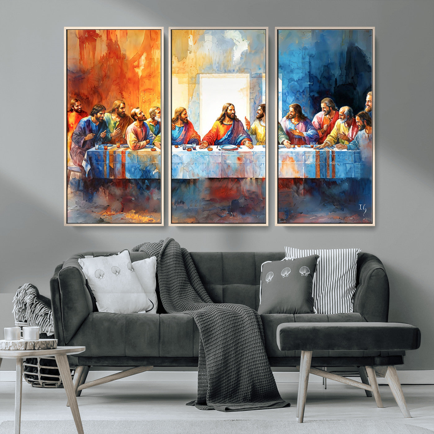 MGV-FC-48X32-3P - Abstract Waterolor The Last Supper Wall Art