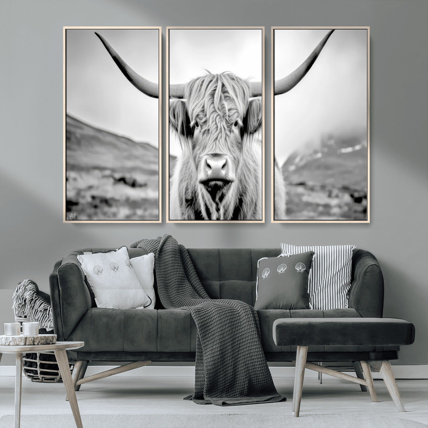 MGV-FC-48X32-3P - Scottish Cow Wall Art Canvas Print