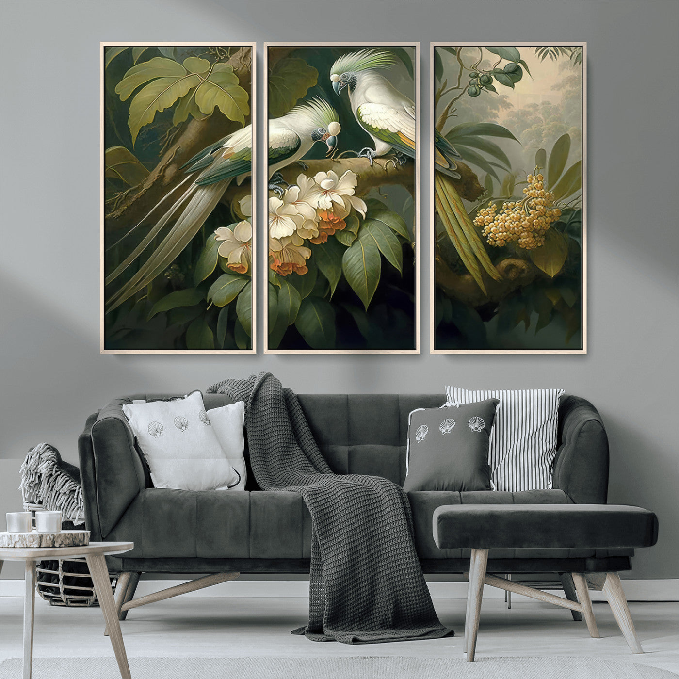 84047-MGV-FC-48X32-3P_Natural-Tropical Paradise Print Wall Art Stunning Artwork of a Parrot in a Lush Forest with Beautiful