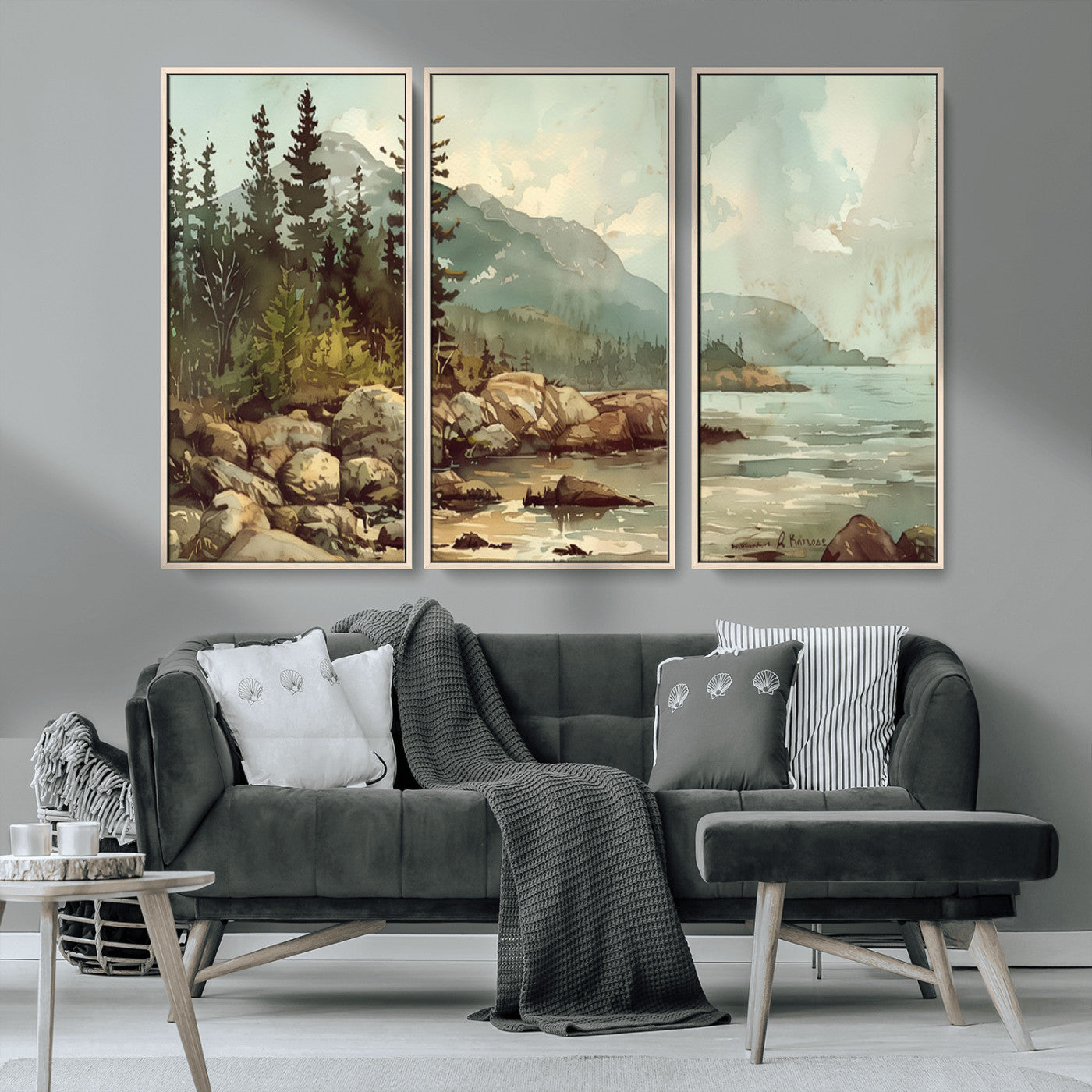 MGV-FC-48X32-3P - Abstract Acadia National Park Wall Art Canvas Print - Stunning 3-Panel Wall Art Canvas Print, Framed, Ready to Hang